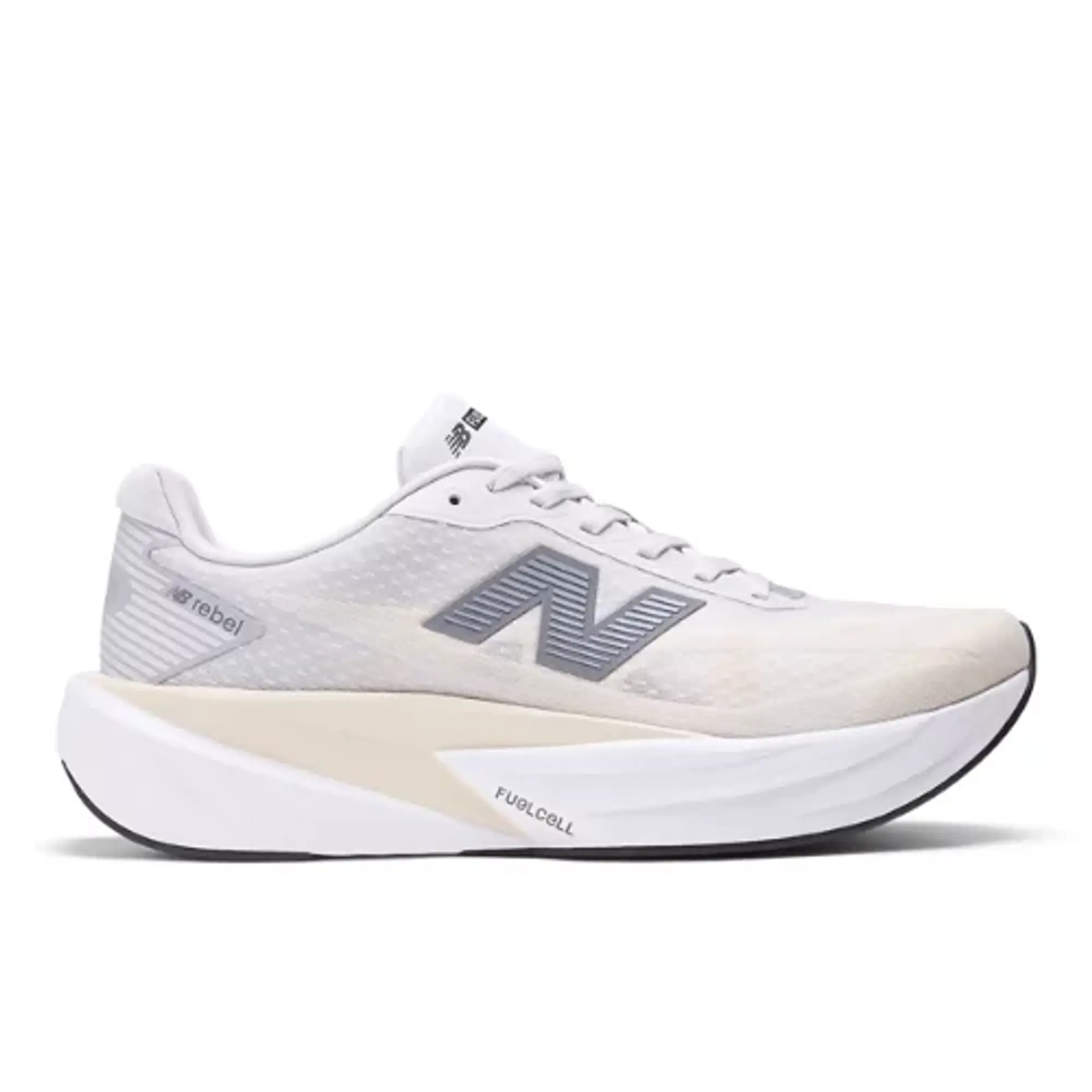 New Balance Men's FuelCell Rebel v5 in Grey/Beige/White Synthetic