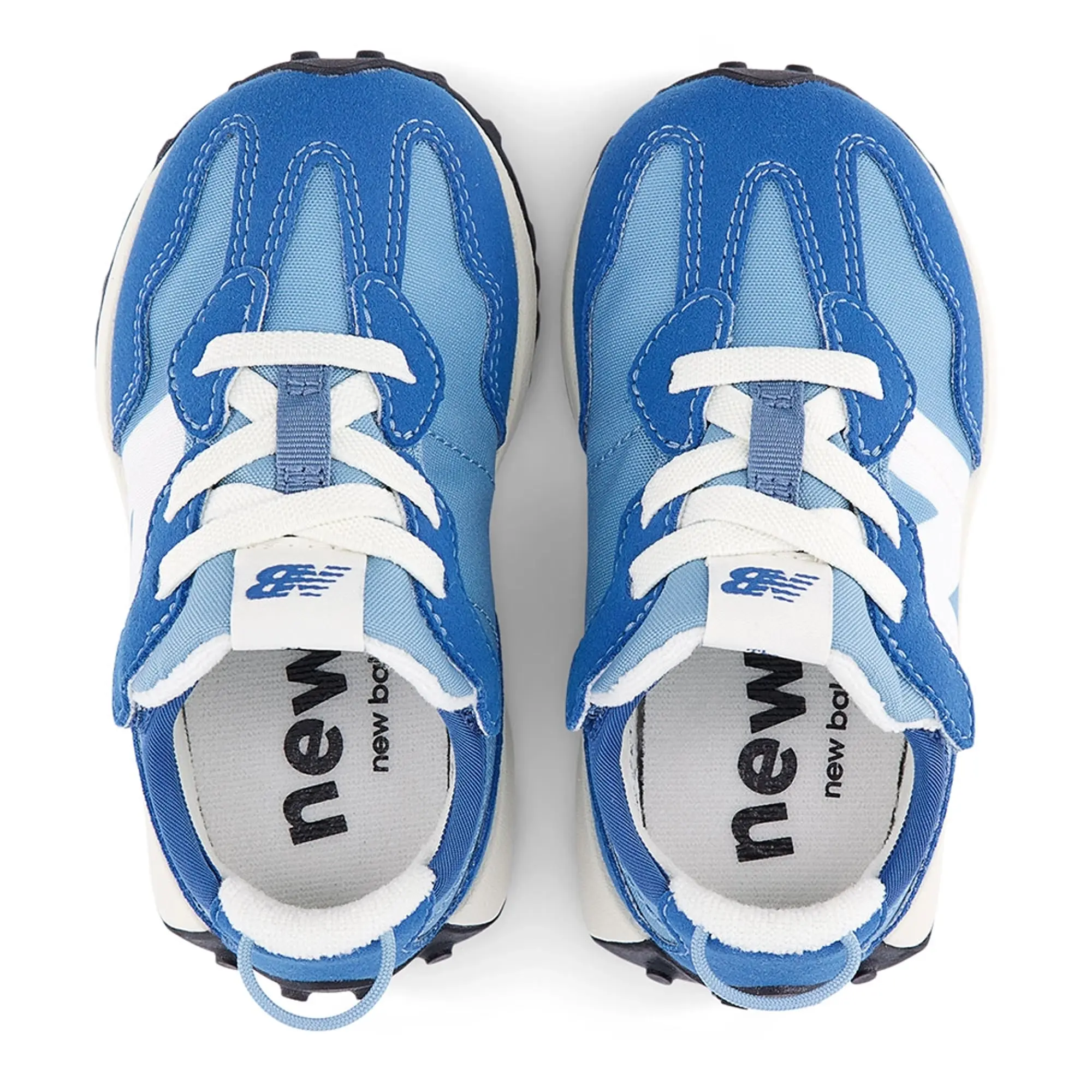 New Balance Kids' 327 NEW-B HOOK & LOOP in White/Blue Synthetic