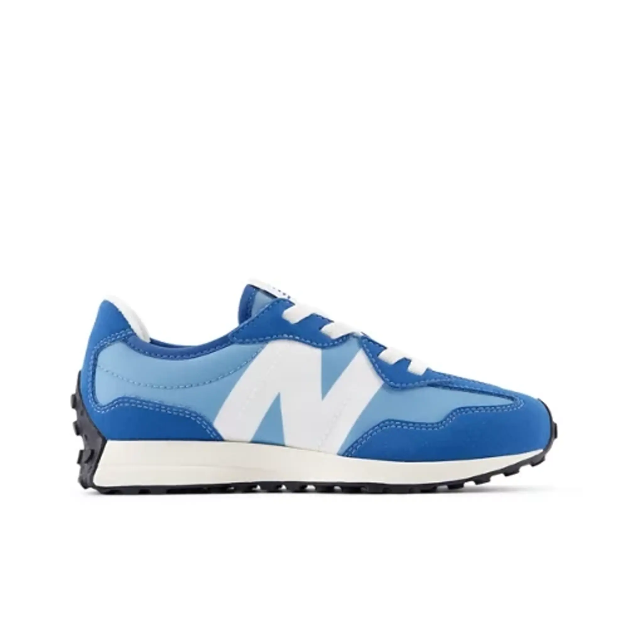 New Balance Kids' 327 BUNGEE LACE in White/Blue Synthetic