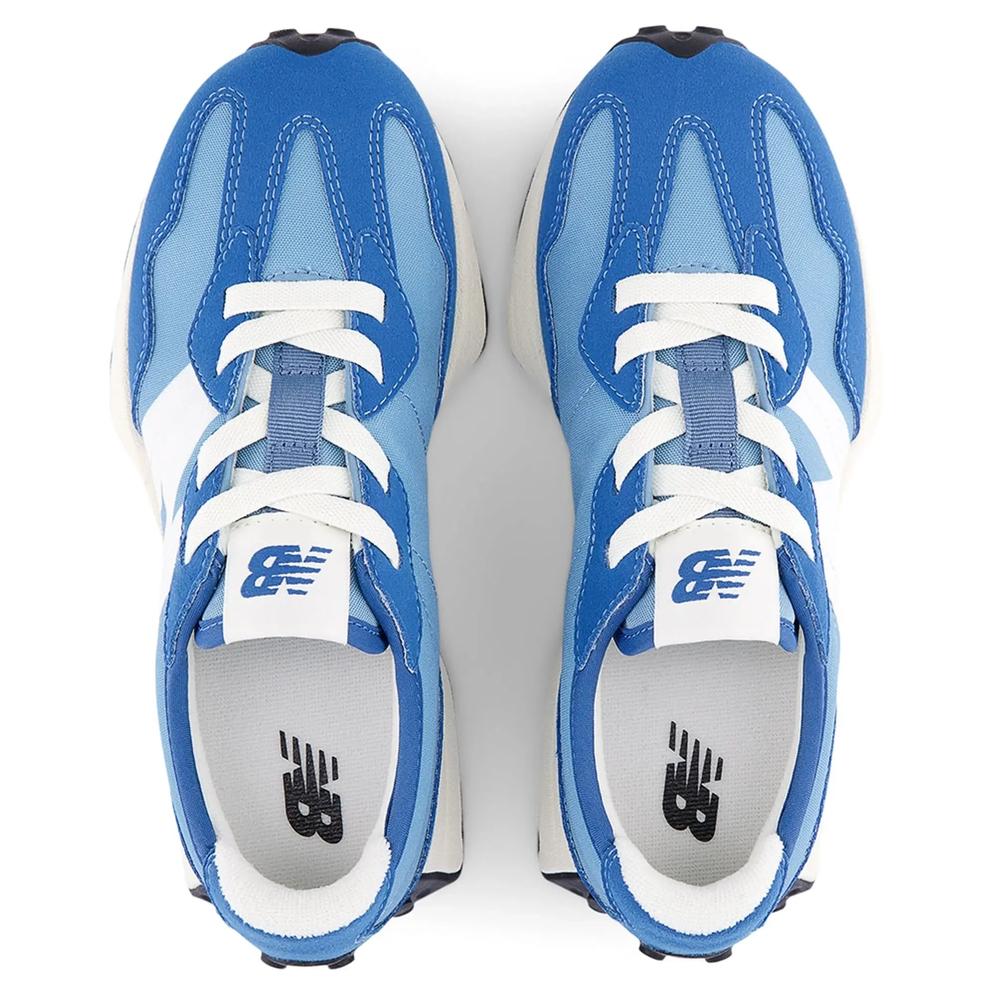 New Balance Kids' 327 BUNGEE LACE in White/Blue Synthetic