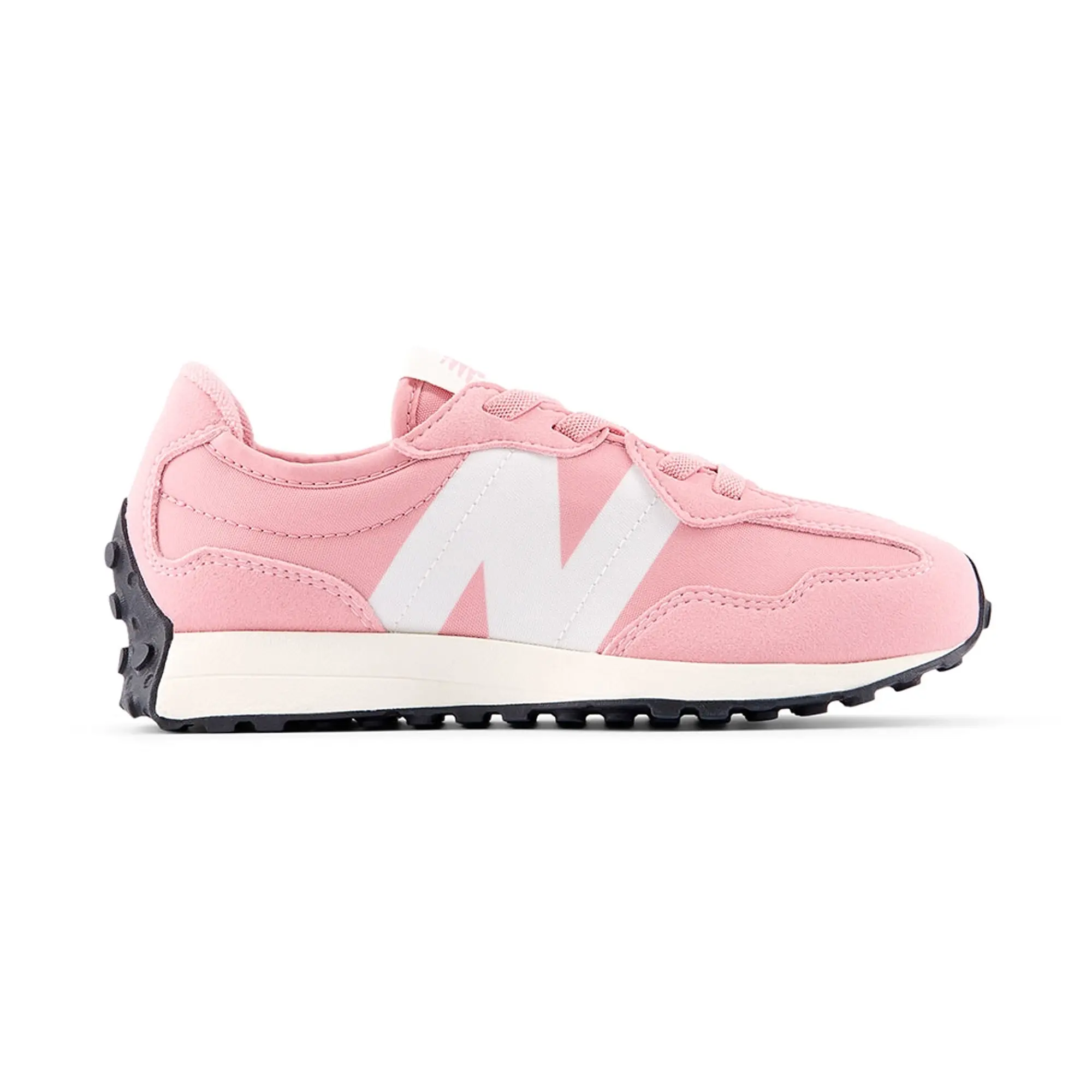 New Balance Kids' 327 BUNGEE LACE in Grey/Pink Synthetic