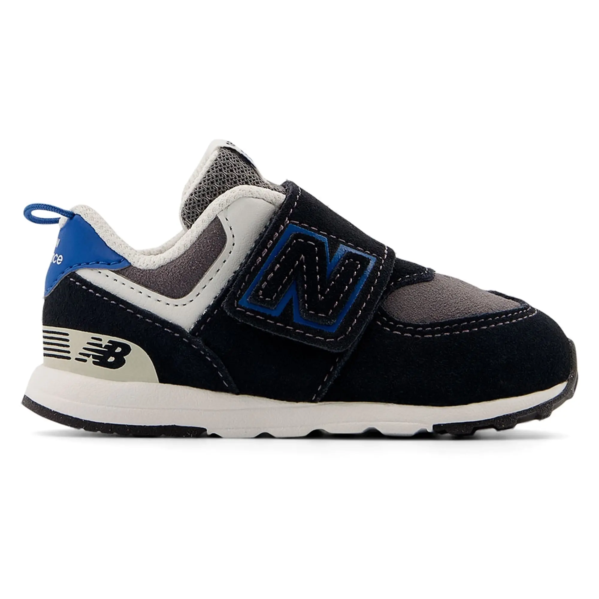 New Balance Kids' 574 NEW-B HOOK & LOOP in Black/Blue Leather