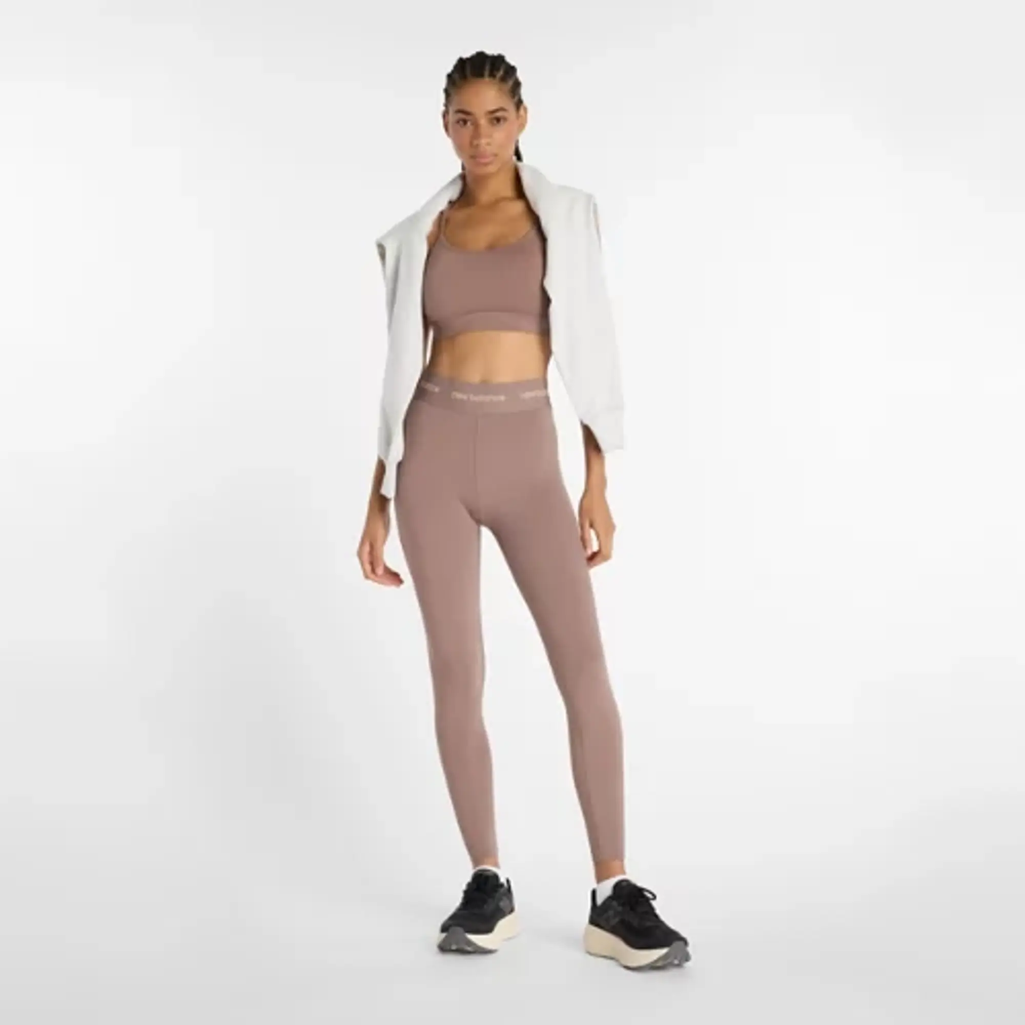 New Balance Women's NB Essential Yoga Bra in Brown Poly Knit