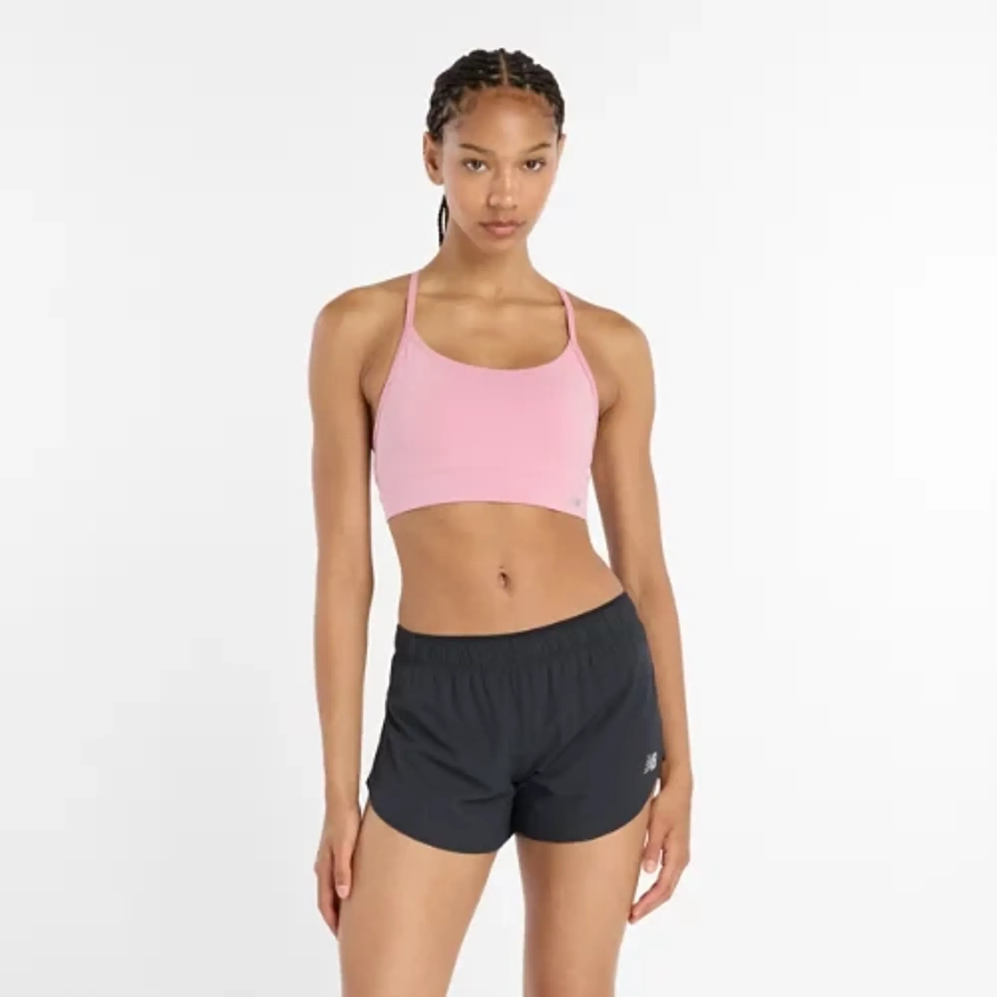 New Balance Women's NB Essential Yoga Bra in Pink Poly Knit