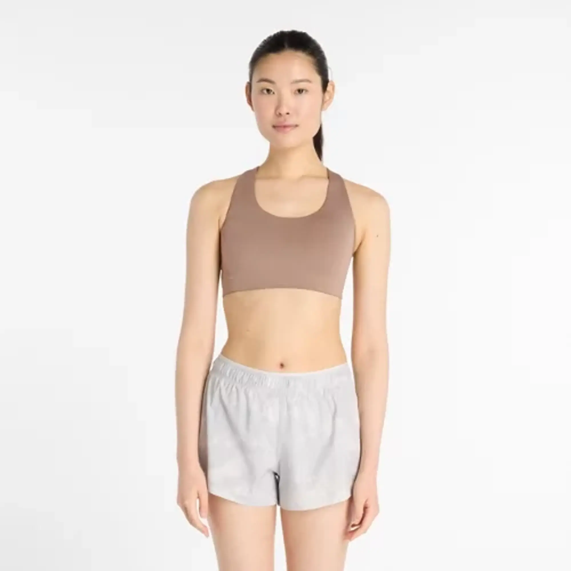New Balance Women's NB Define Train Bra in Brown Poly Knit