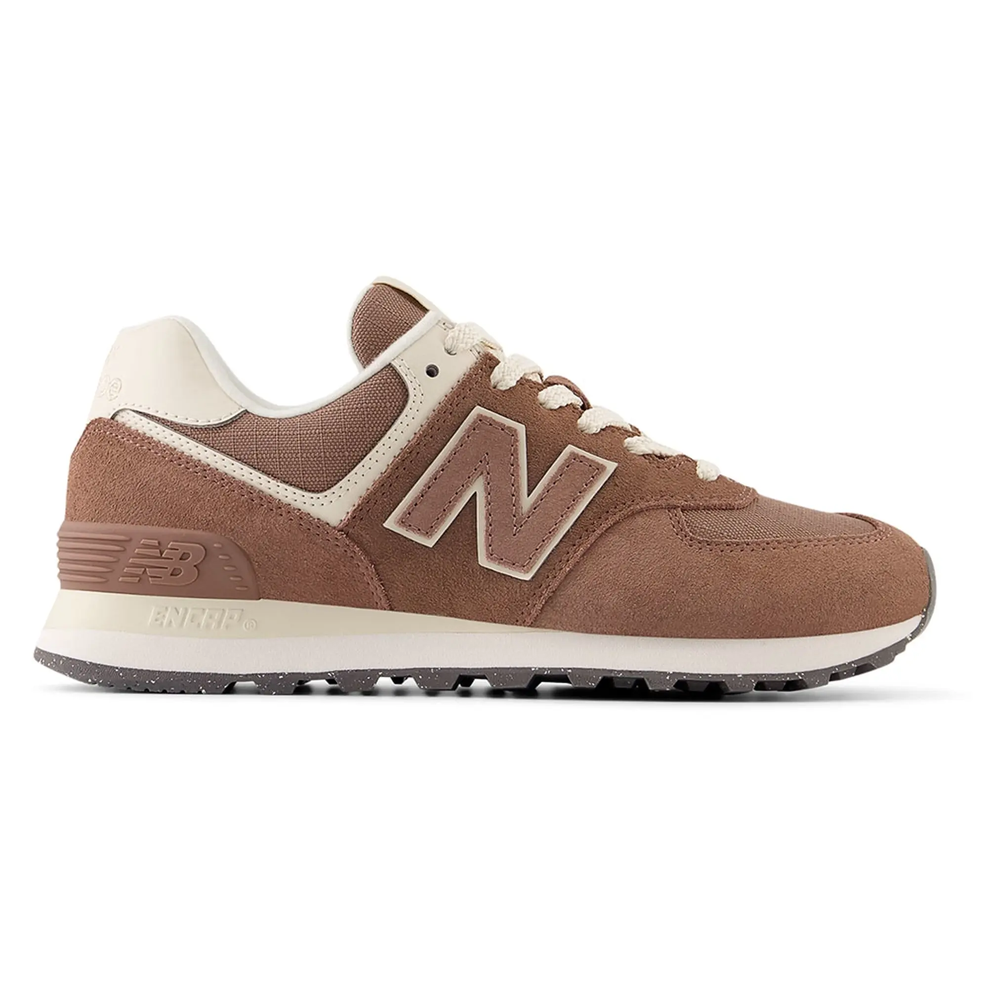 New Balance Women's 574 in Brown/White Suede/Mesh
