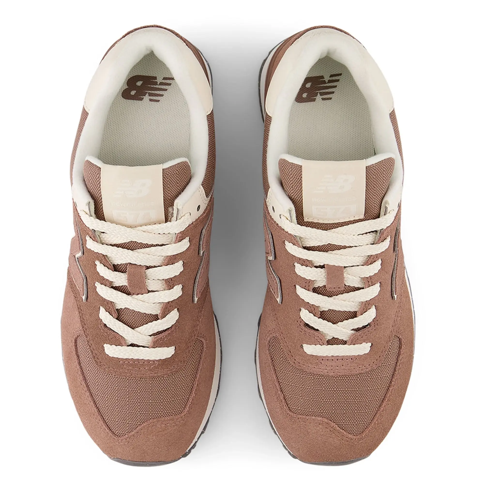 New Balance Women's 574 in Brown/White Suede/Mesh