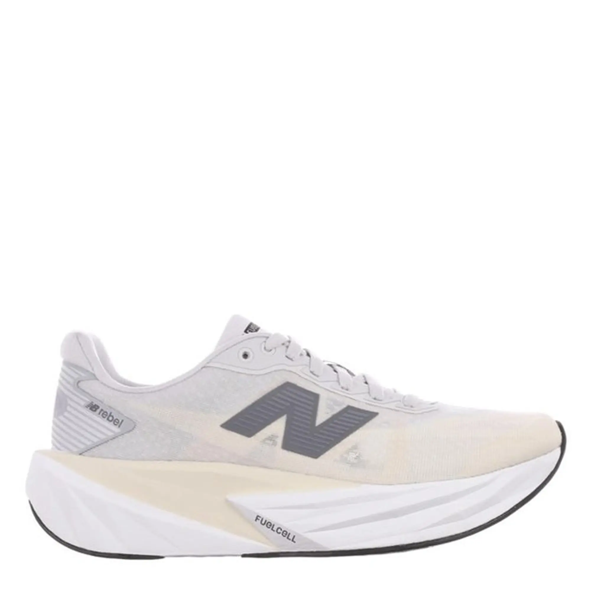 New Balance Women's FuelCell Rebel v5 in Beige/Grey/White Synthetic