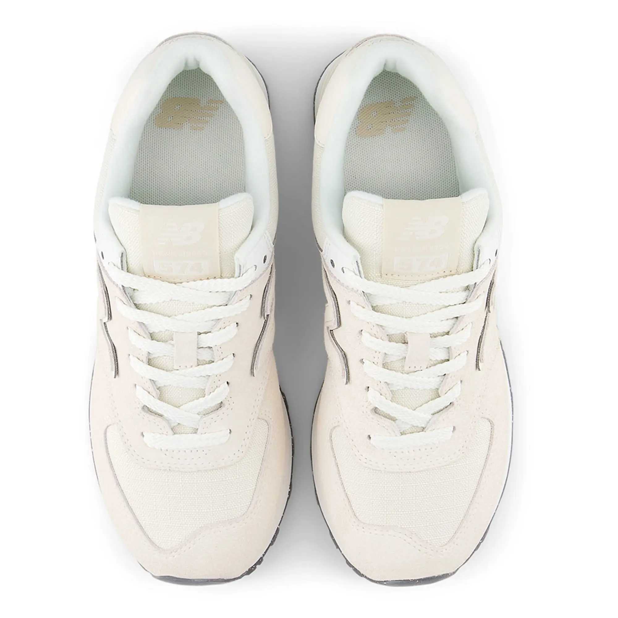 New Balance Women's 574 in Beige/White Suede/Mesh