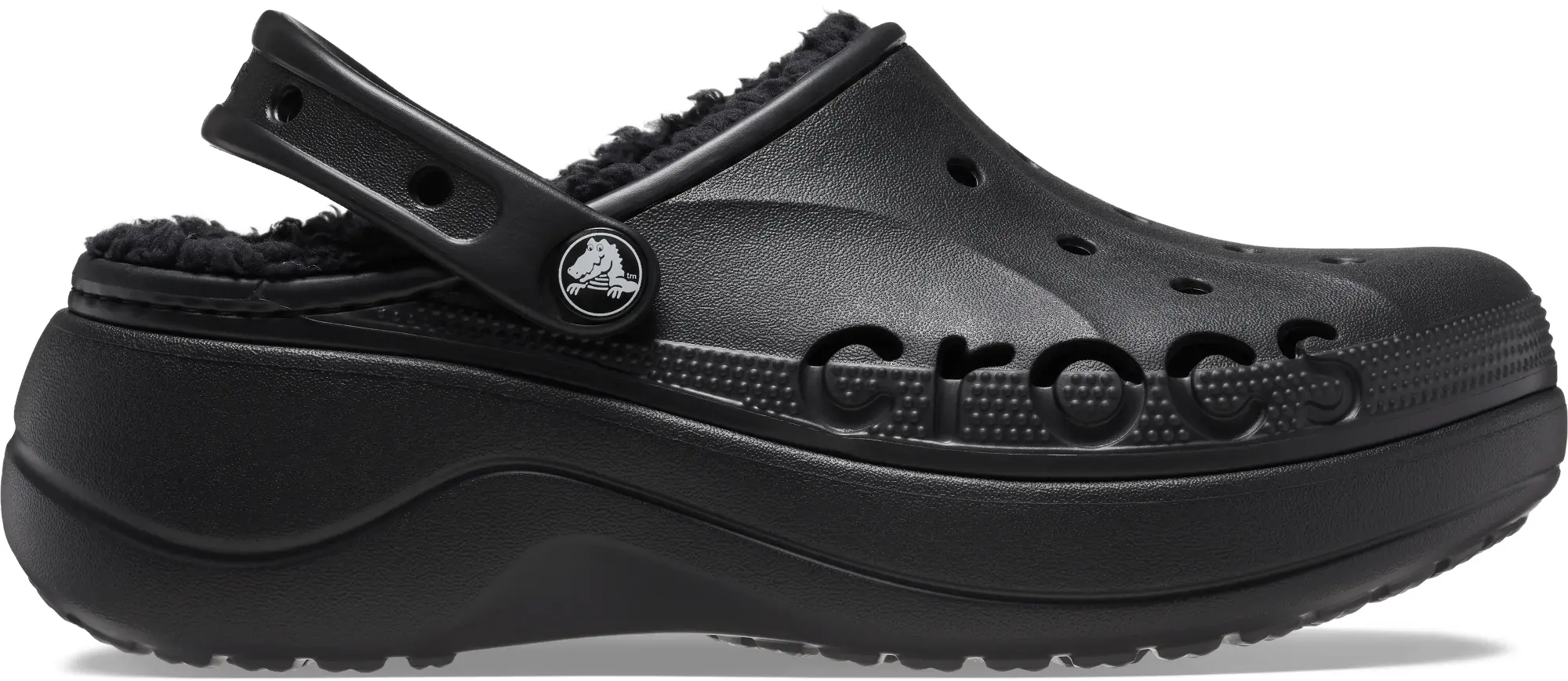 Crocs | Women | Baya Platform Lined | Clogs | Black | 3