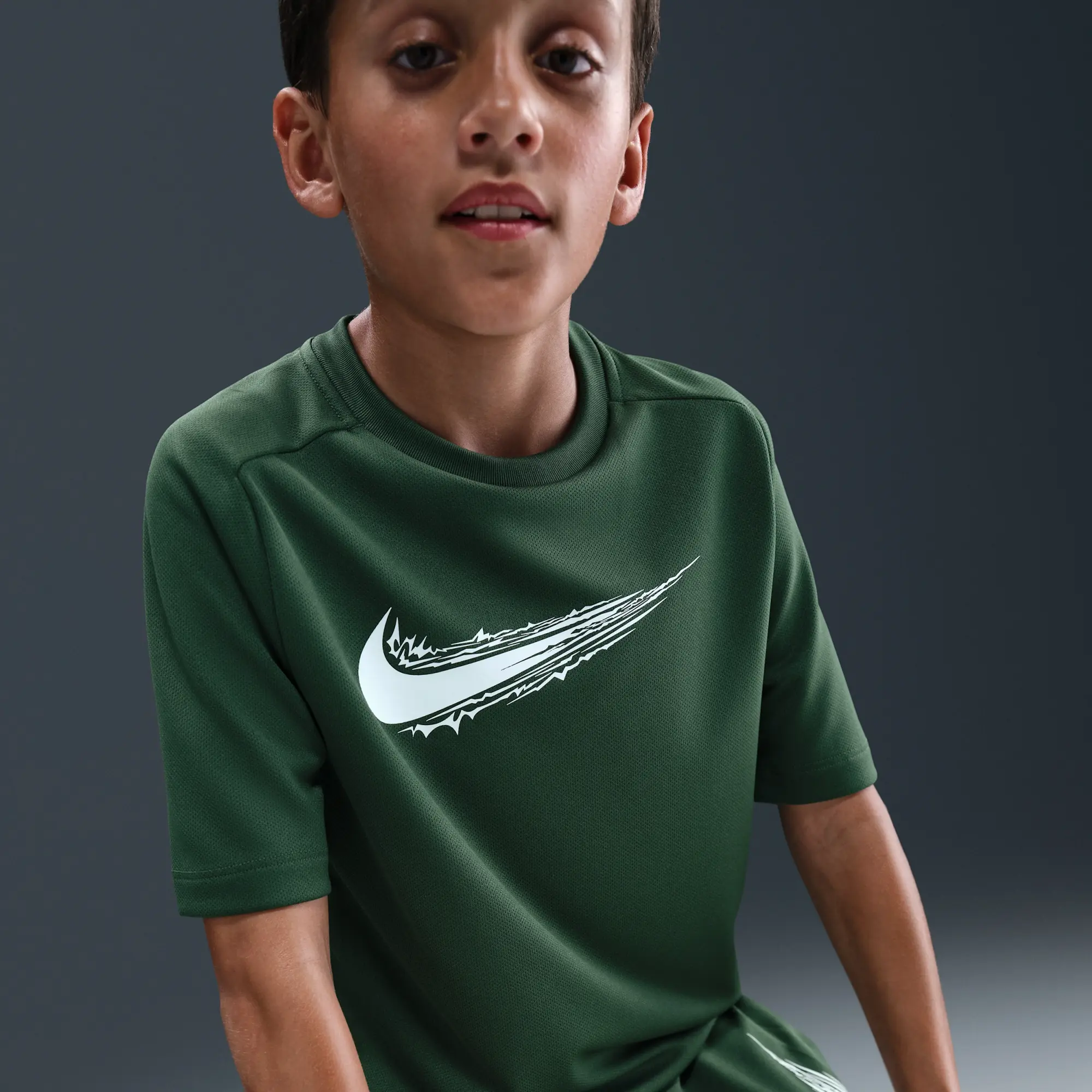 Nike Multi Older Kids' (Boys') Dri-FIT Short-Sleeve Top - Green - Polyester