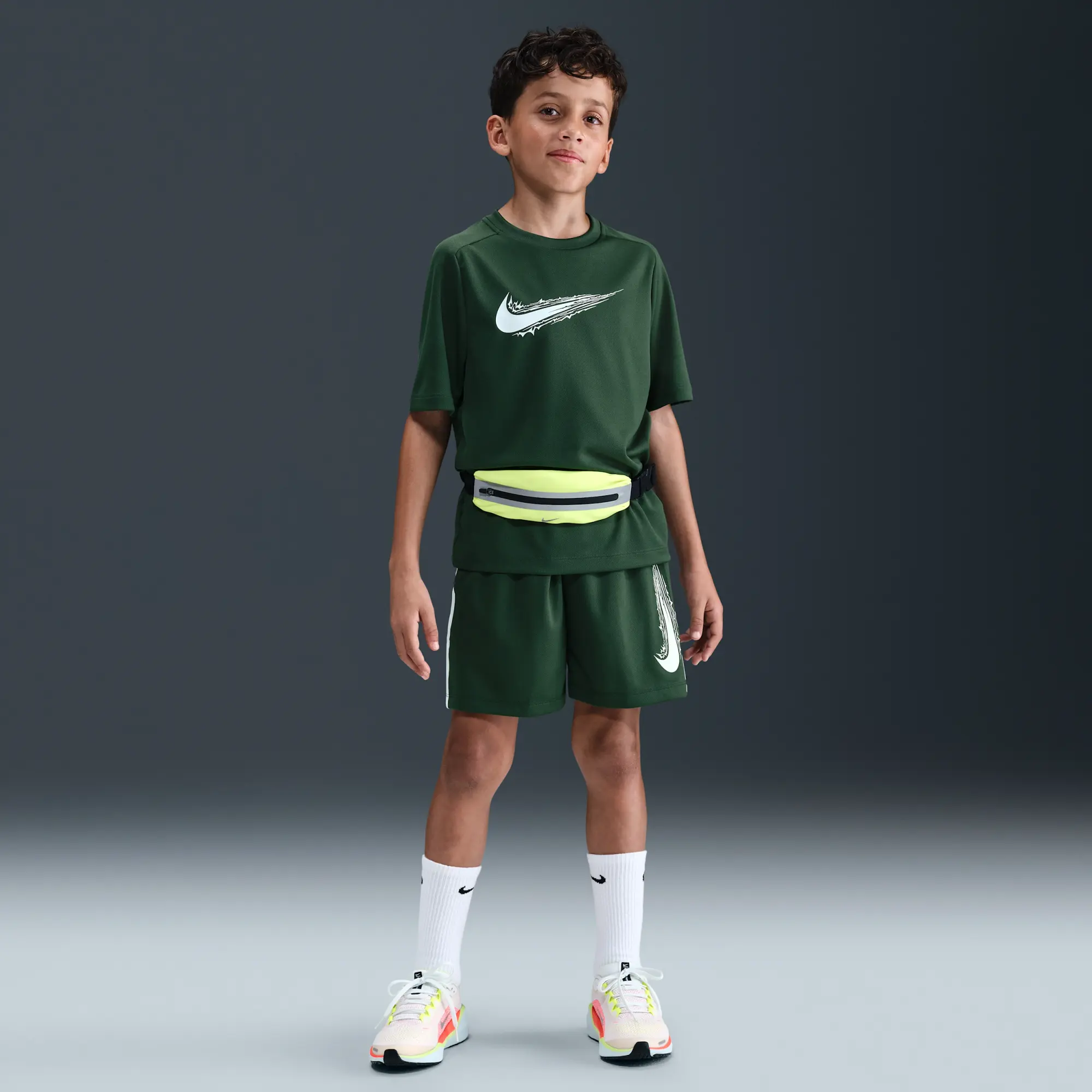Nike Multi Older Kids' (Boys') Dri-FIT Short-Sleeve Top - Green - Polyester