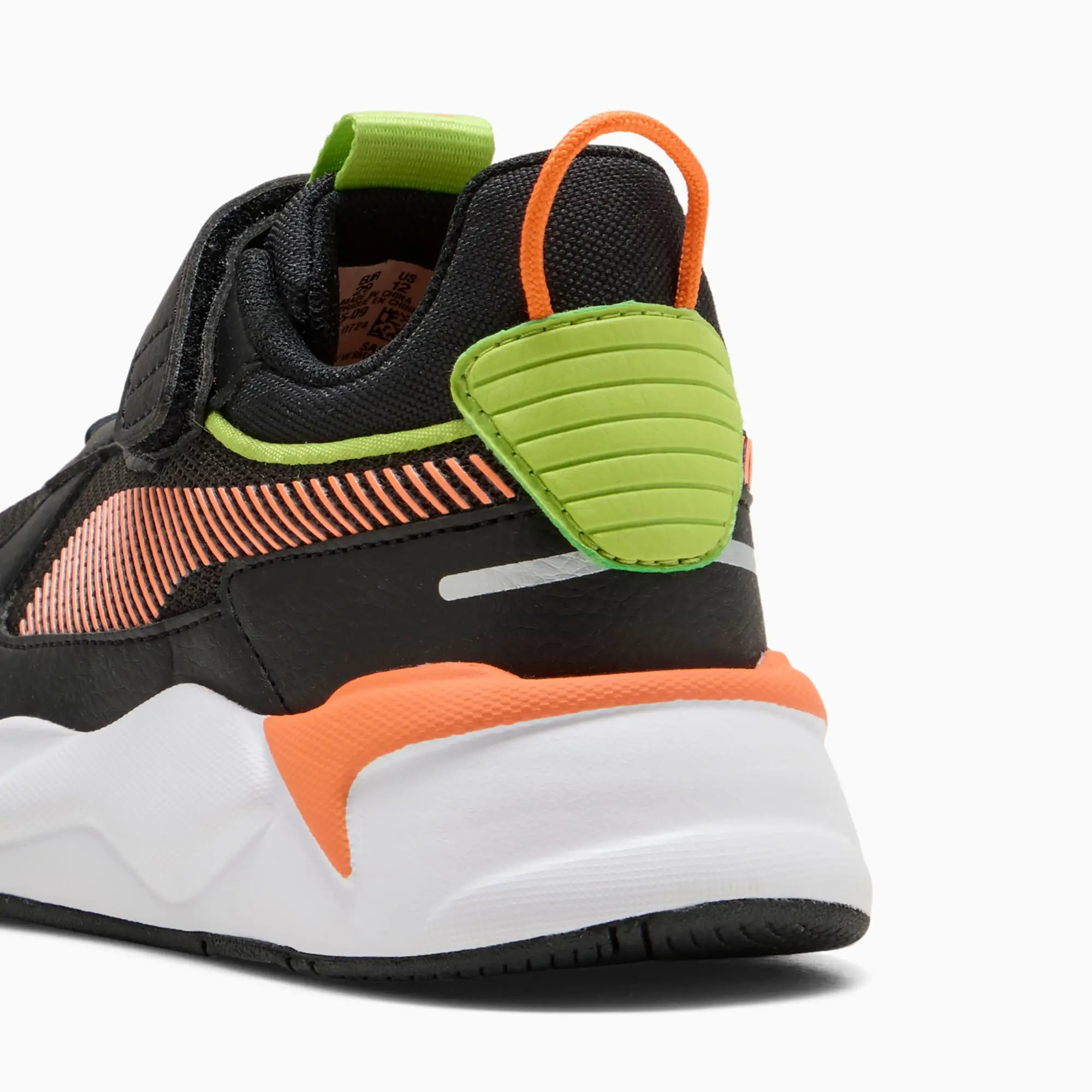 PUMA RS-X Kids Sneakers, Black/Orange Glo, size 1