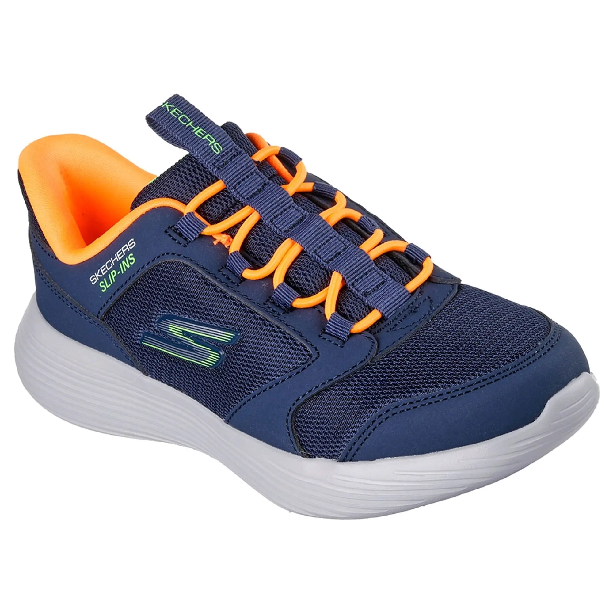 Skechers Boy's Slip-ins: GO RUN 400 V.2 - Turbo-Brisk Sneaker in Navy Blue/Orange