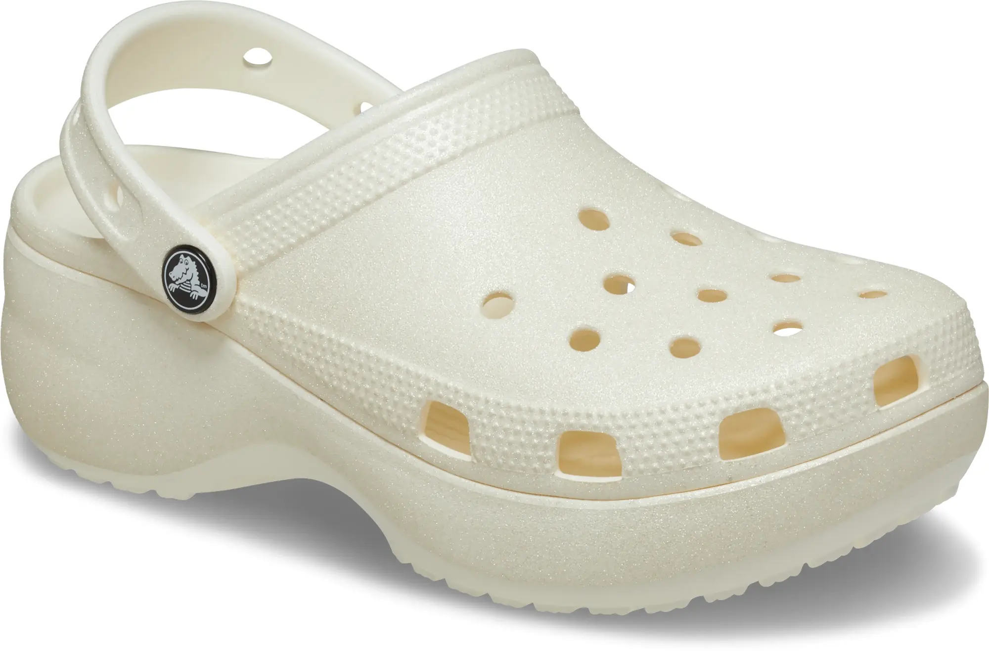 Crocs | Women | Classic Platform Glitter | Clogs | Chalk | 3