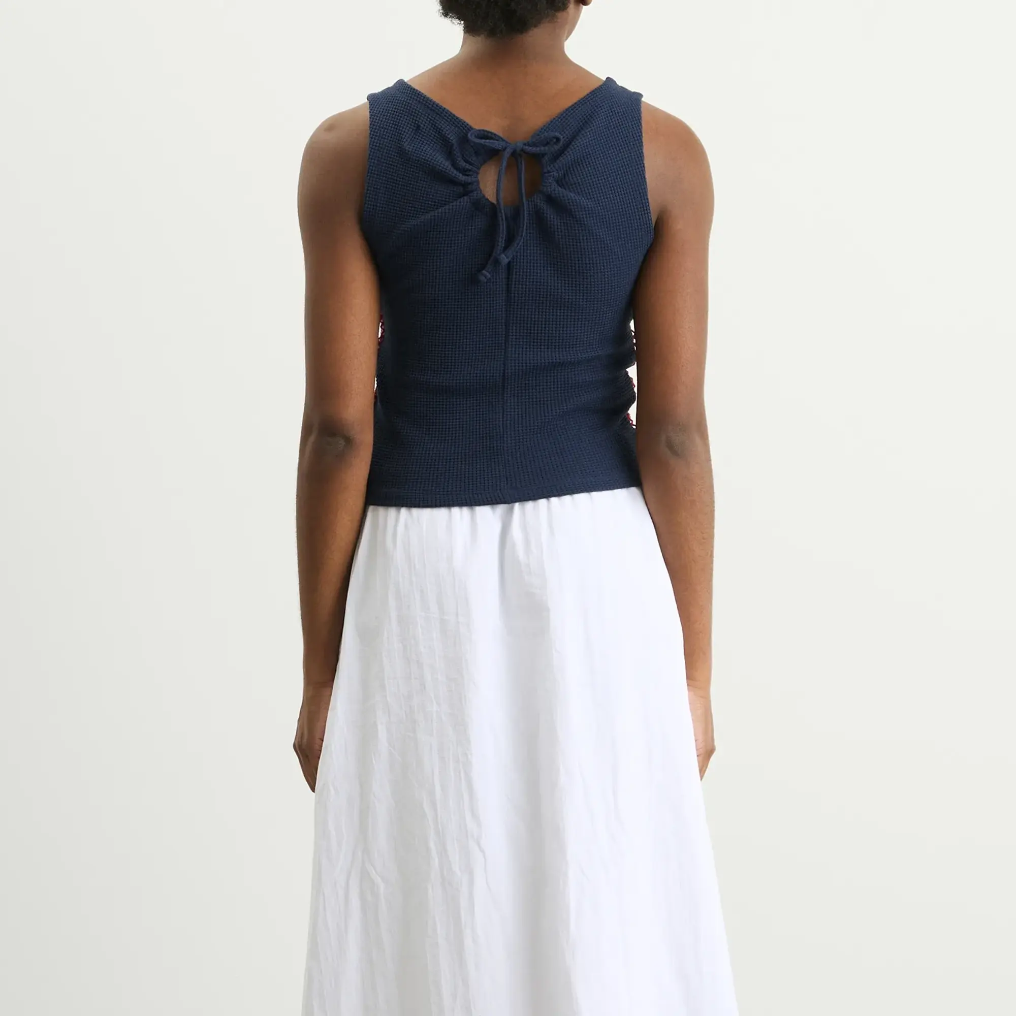Damson Madder Women's Devon Pointelle Polo Top Navy