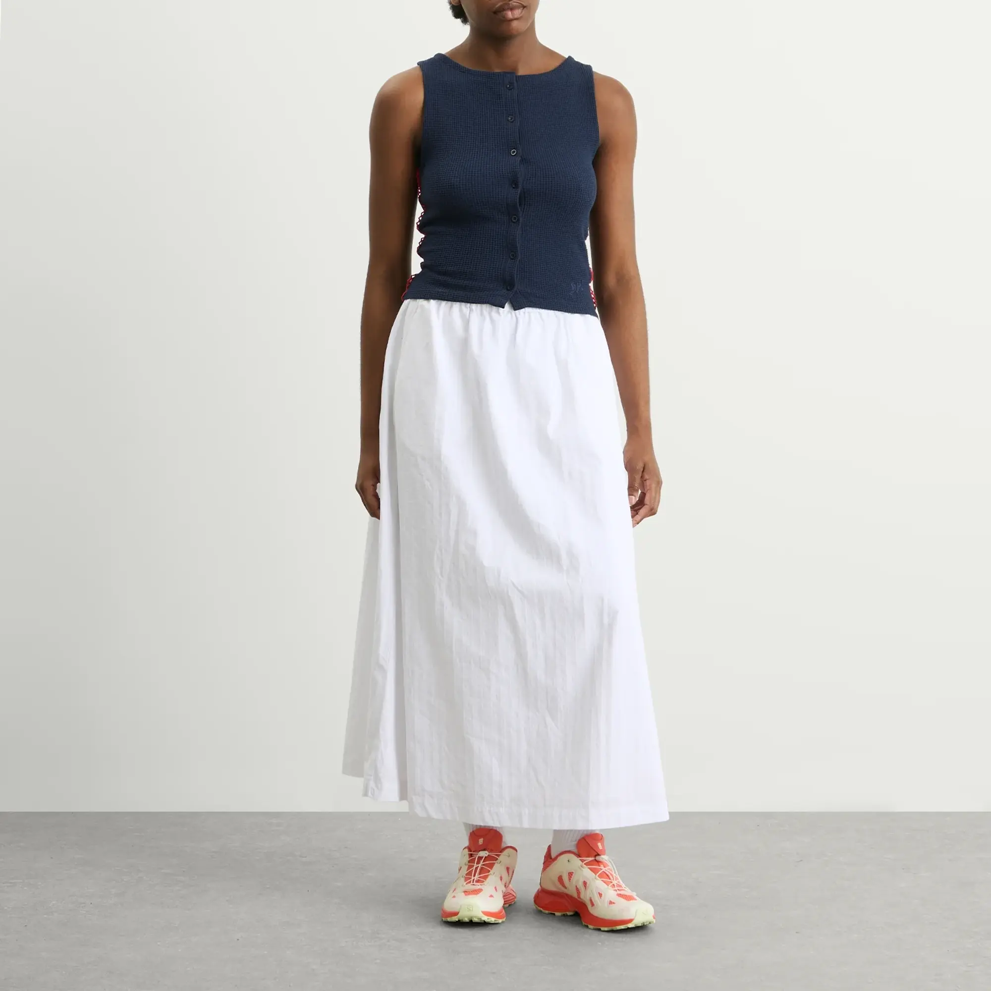 Damson Madder Women's Devon Pointelle Polo Top Navy