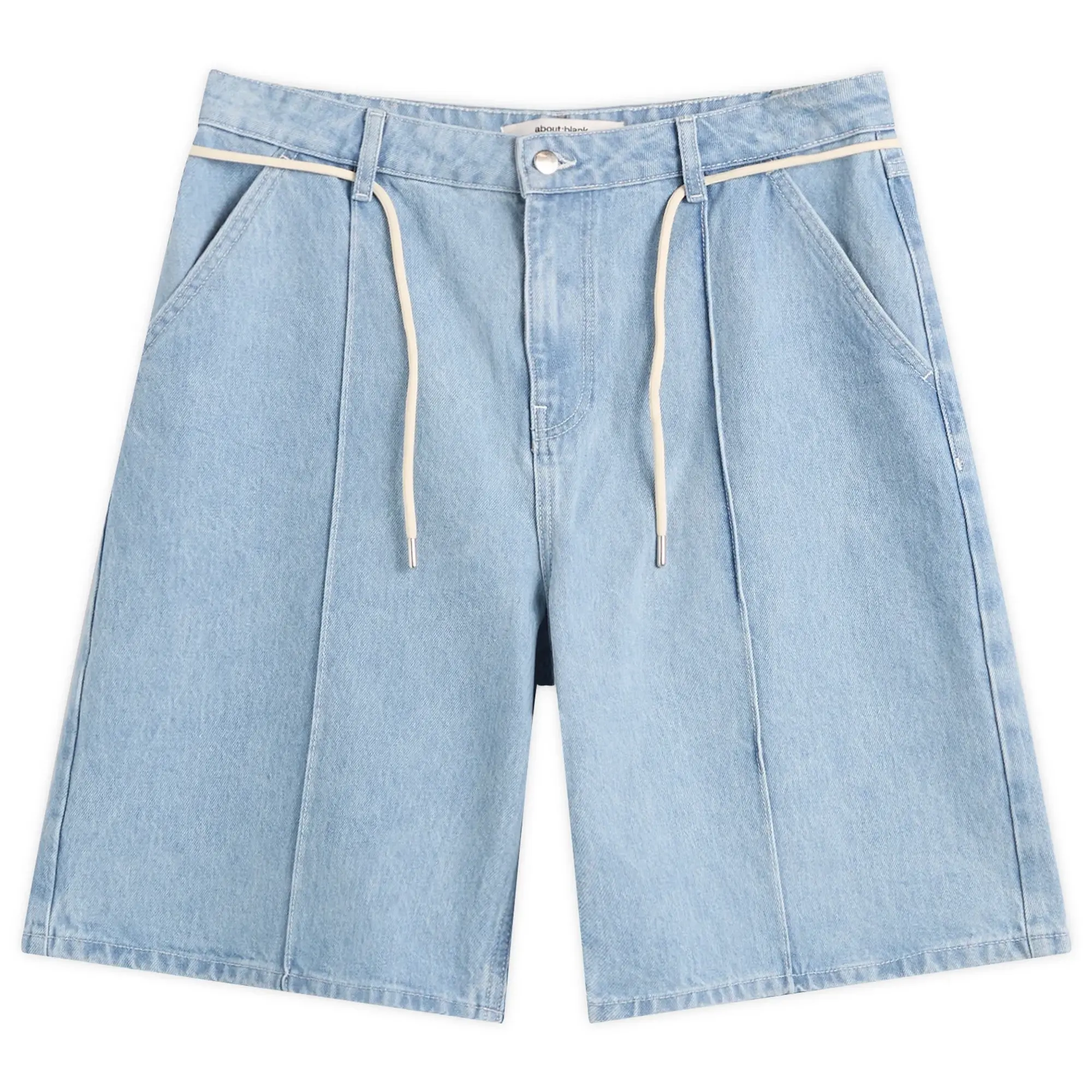 about:blank Men's Wide Denim Short Mid Wash Blue