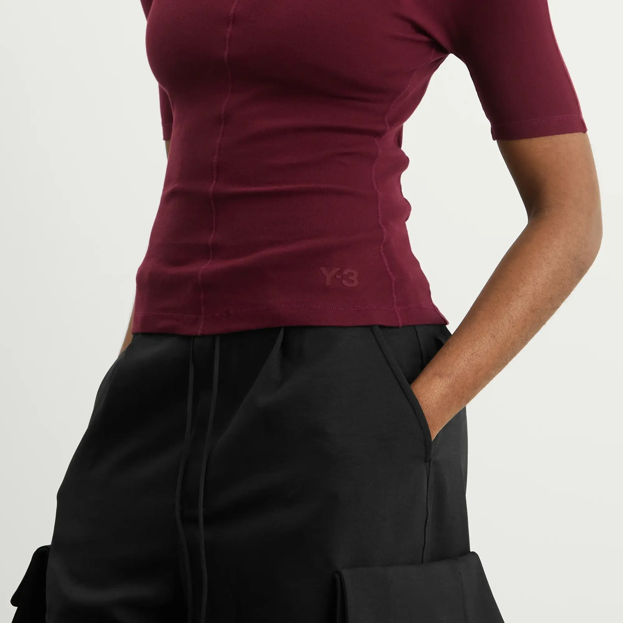 Y-3 Women's Fitted T-Shirt Maroon