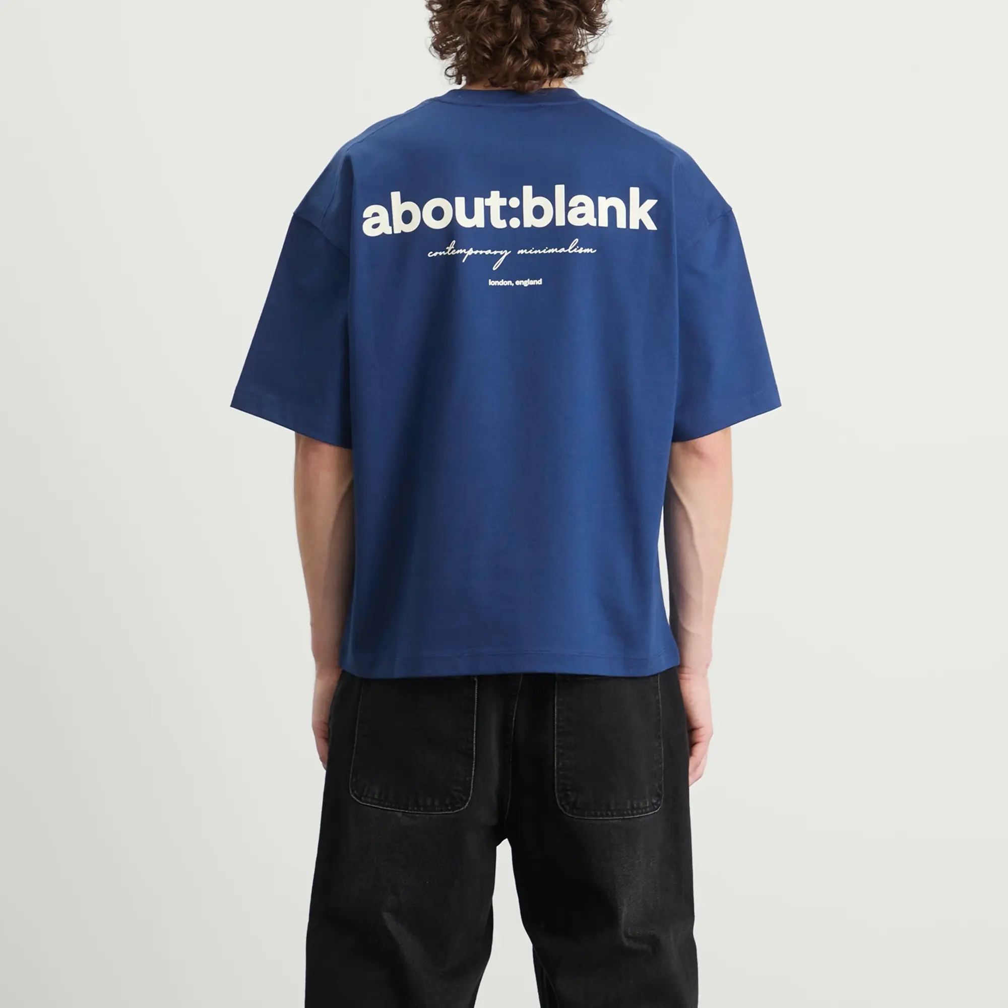 about:blank Men's Box Logo T-Shirt Estate Blue/Ecru