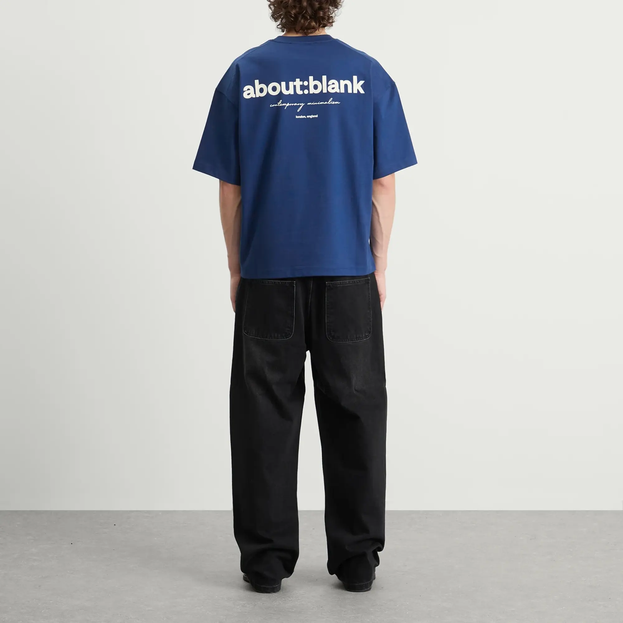 about:blank Men's Box Logo T-Shirt Estate Blue/Ecru