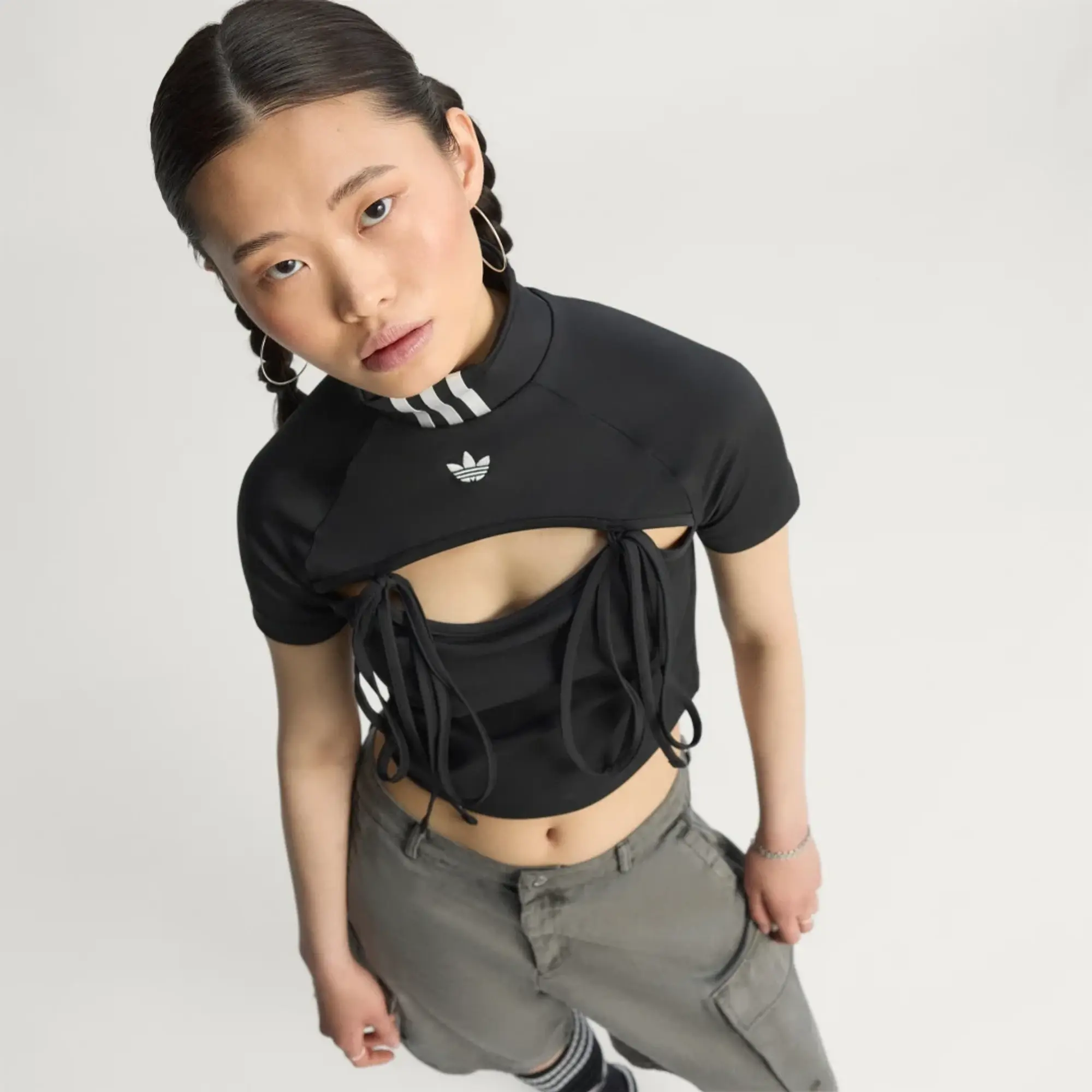 adidas Ribbon Cut Out Crop Top