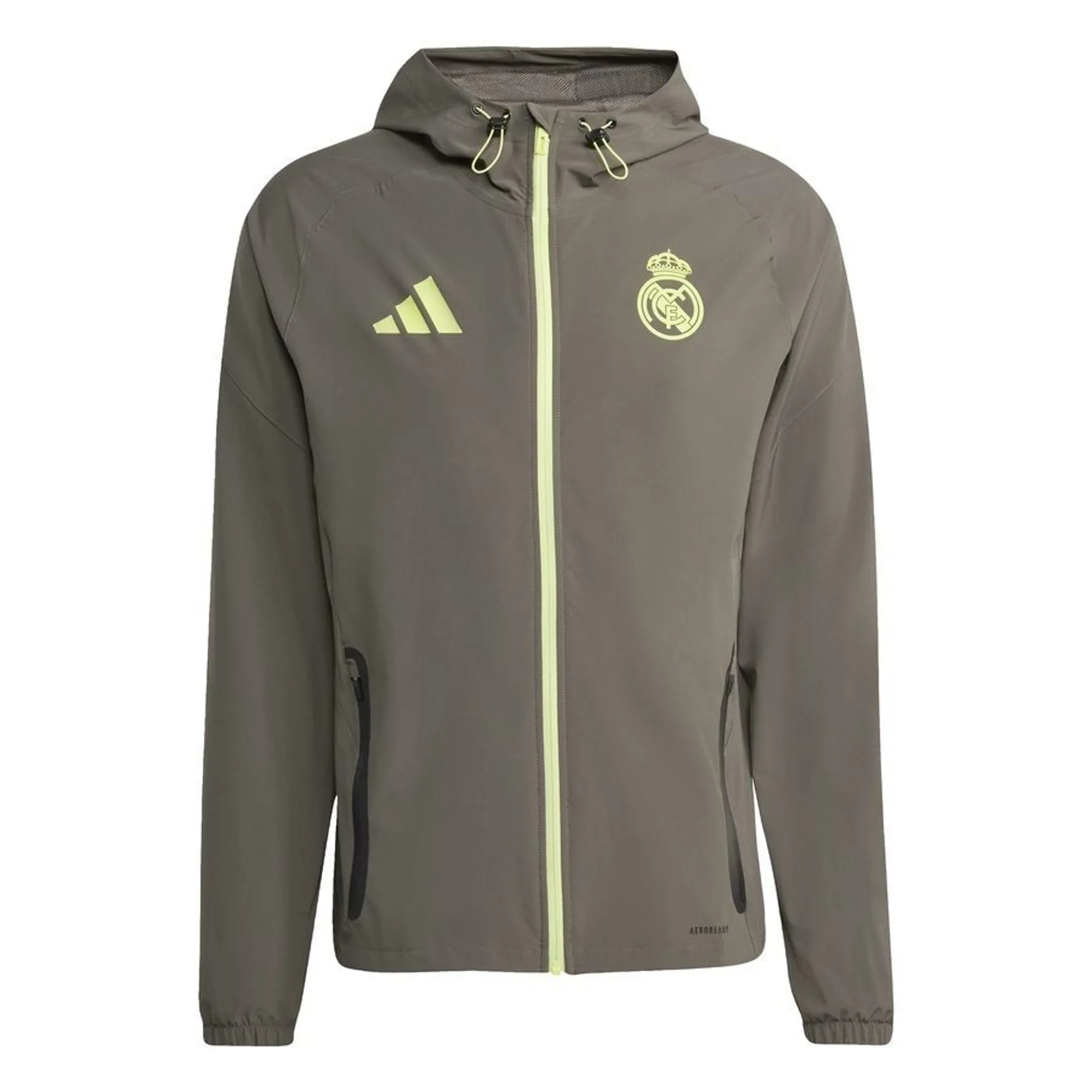 Real Madrid Training Jacket Tiro 25 Competition Vis Tech Travel - Utility Grey/Semi Frozen Yellow - ['Green', 'Grey']