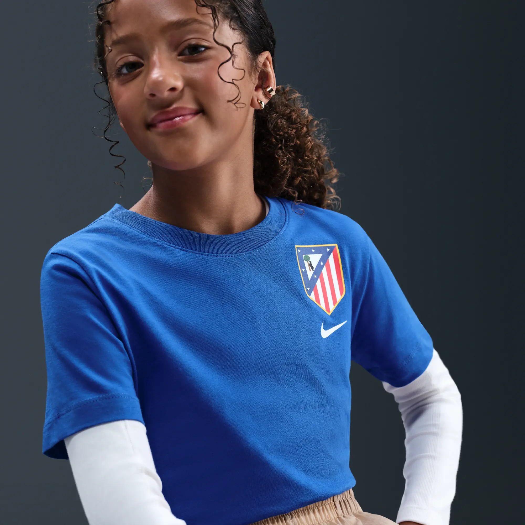 Atlético Madrid Older Kids' Nike Football T-Shirt - Blue - Cotton
