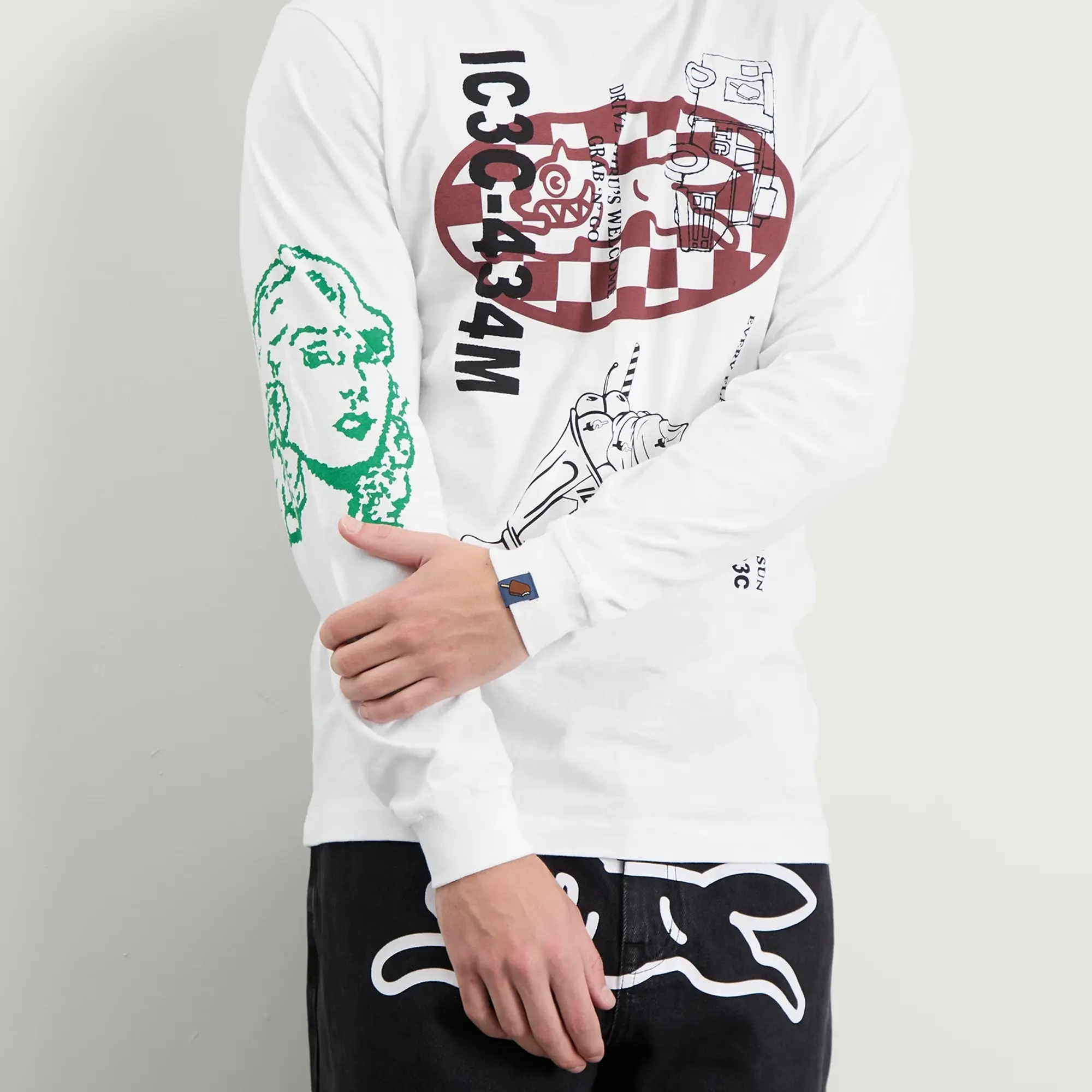 ICECREAM Men's Multi Graphic Long Sleeve T-Shirt White