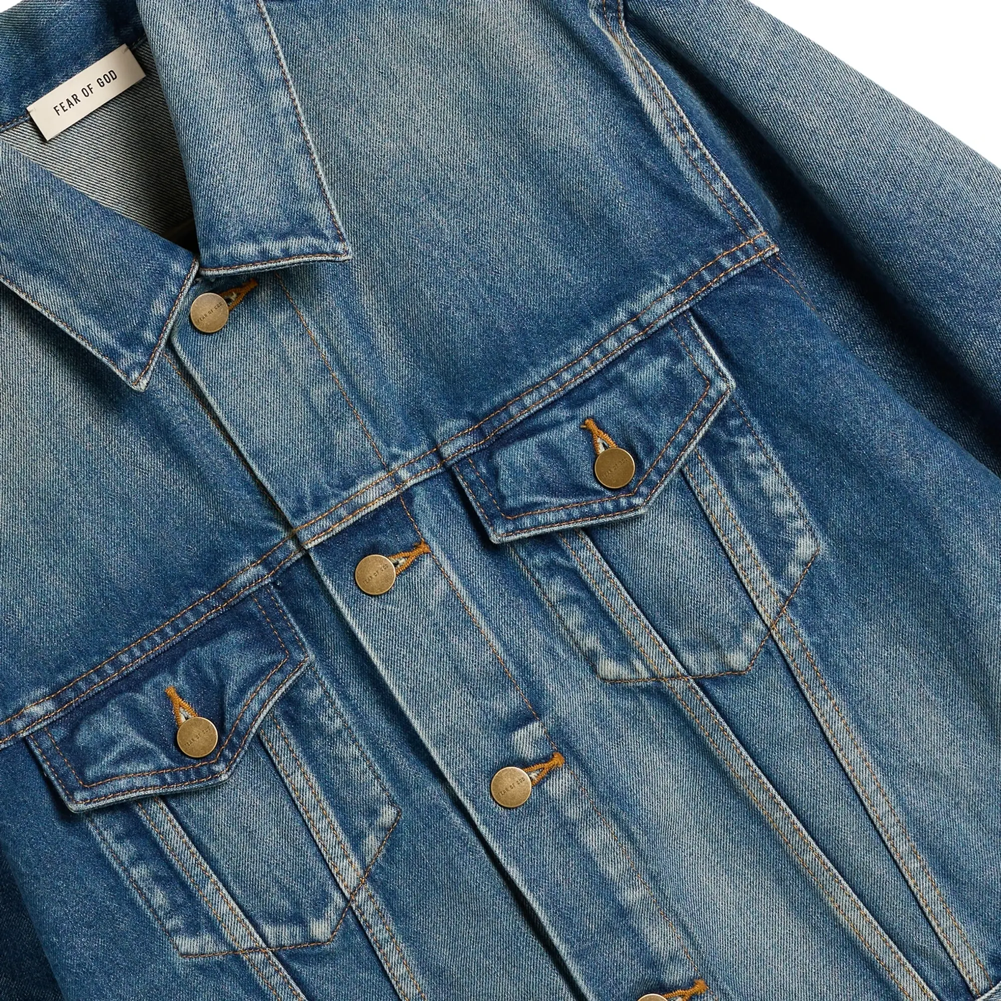 Fear of God Men's Trucker Jacket Mid Indigo