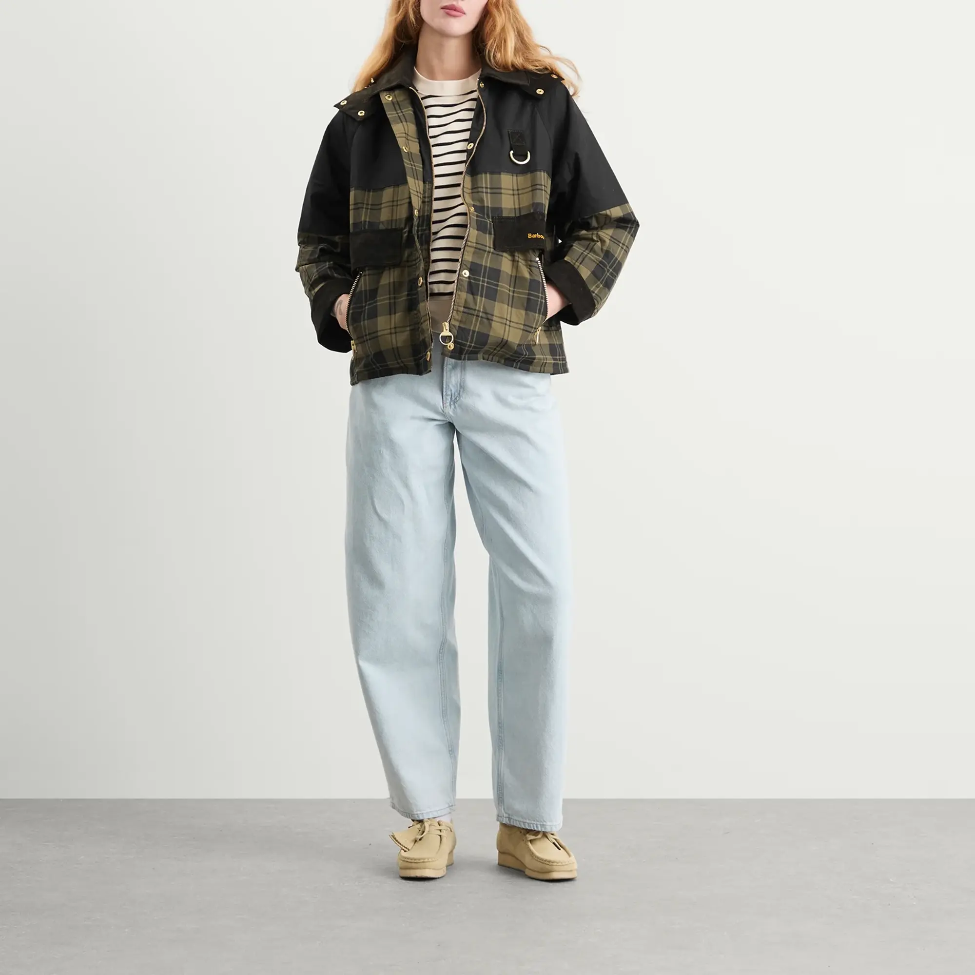 Barbour Women's Elaine Showerproof Jacket Olive Check/Black