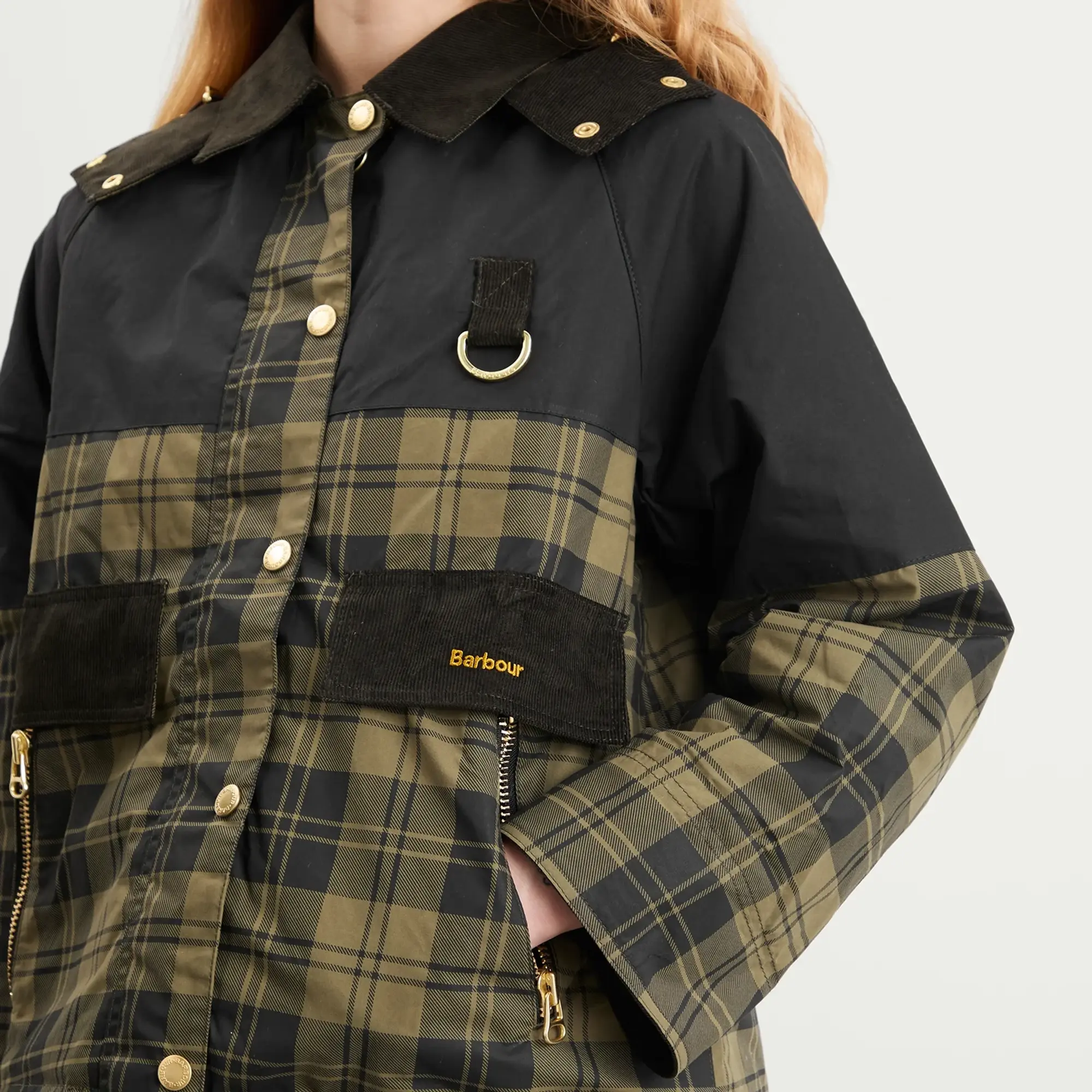 Barbour Women's Elaine Showerproof Jacket Olive Check/Black