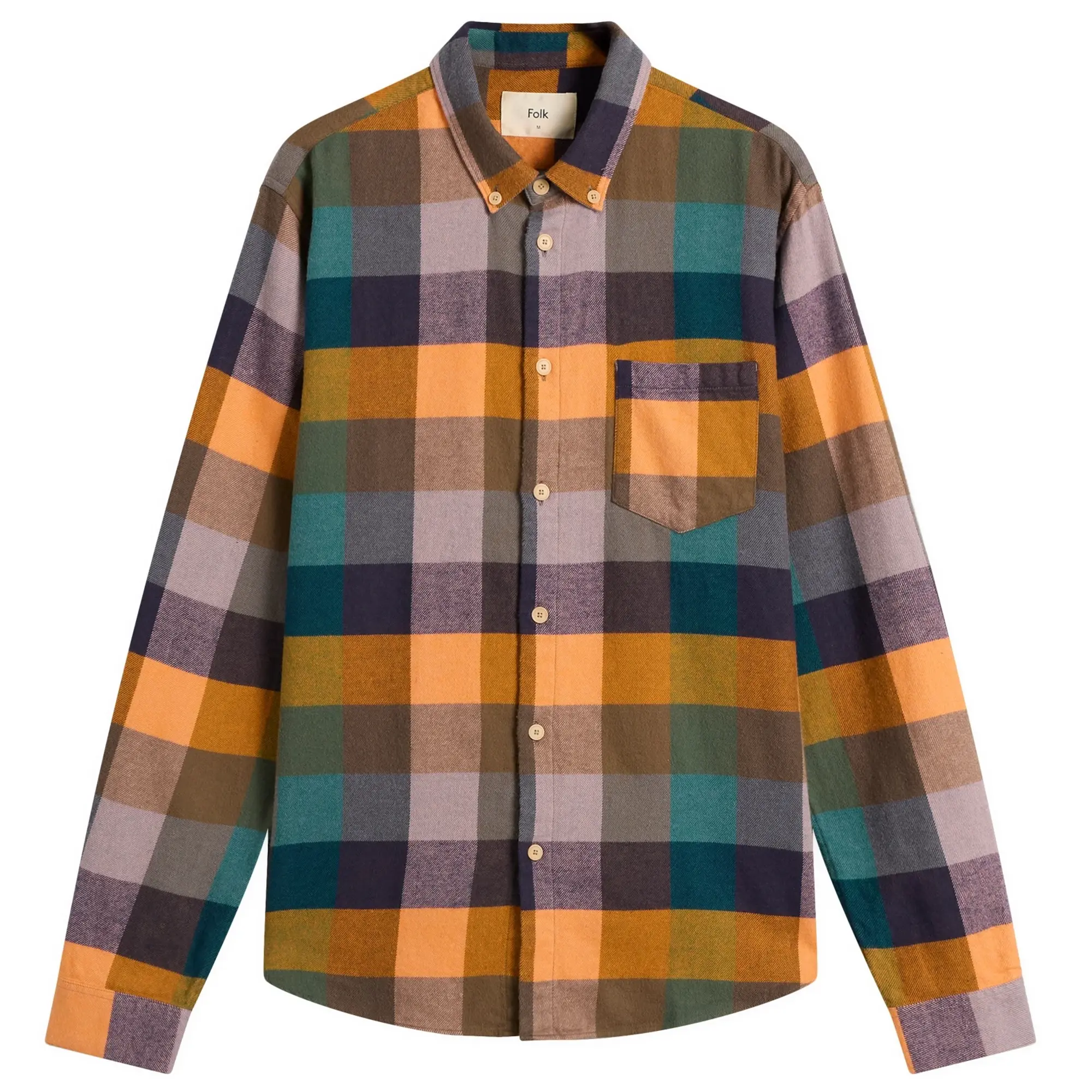 Folk Men's Relaxed Fit Shirt - Presented by END. Pumpkin/Pink Mix