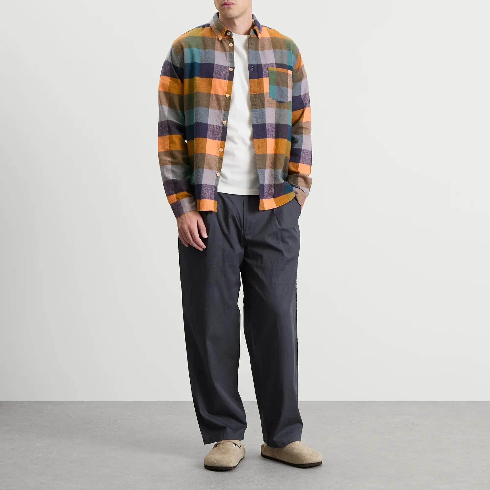 Folk Men's Relaxed Fit Shirt - Presented by END. Pumpkin/Pink Mix