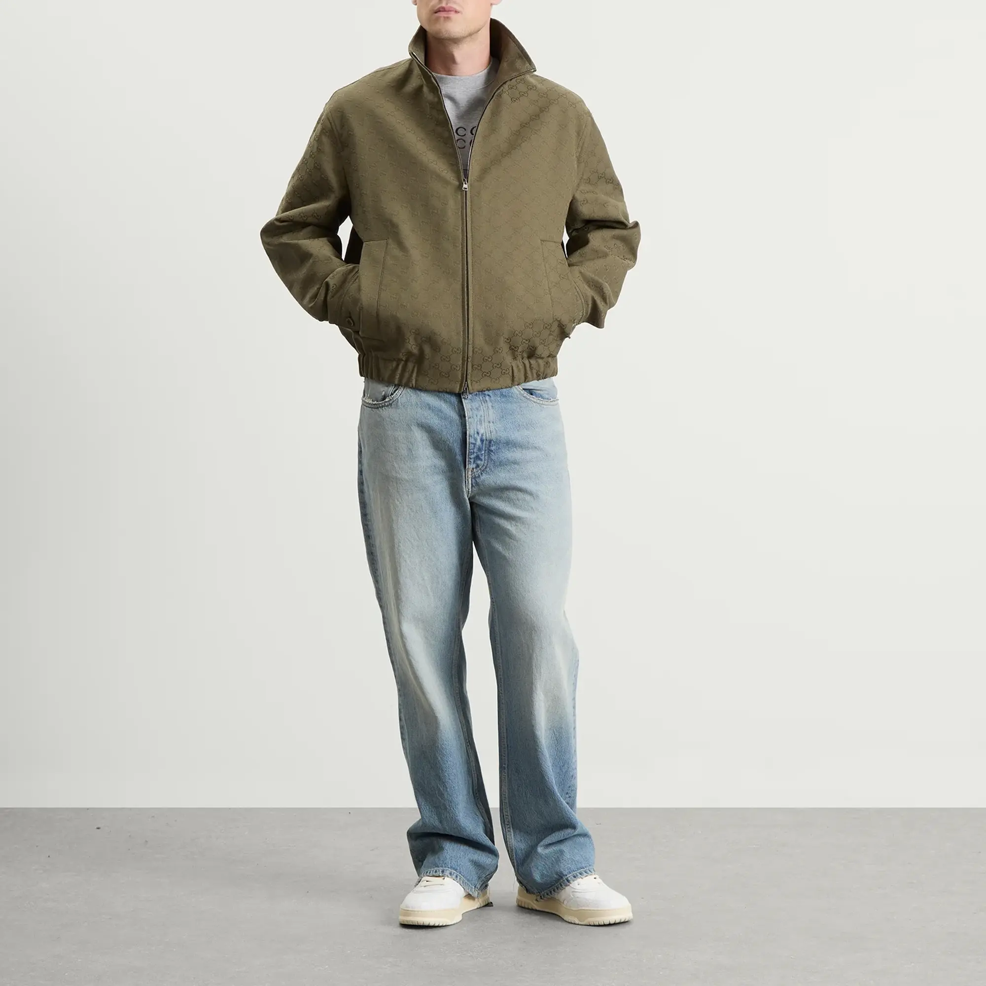 Gucci Men's GG Canvas Bomber Jacket Green