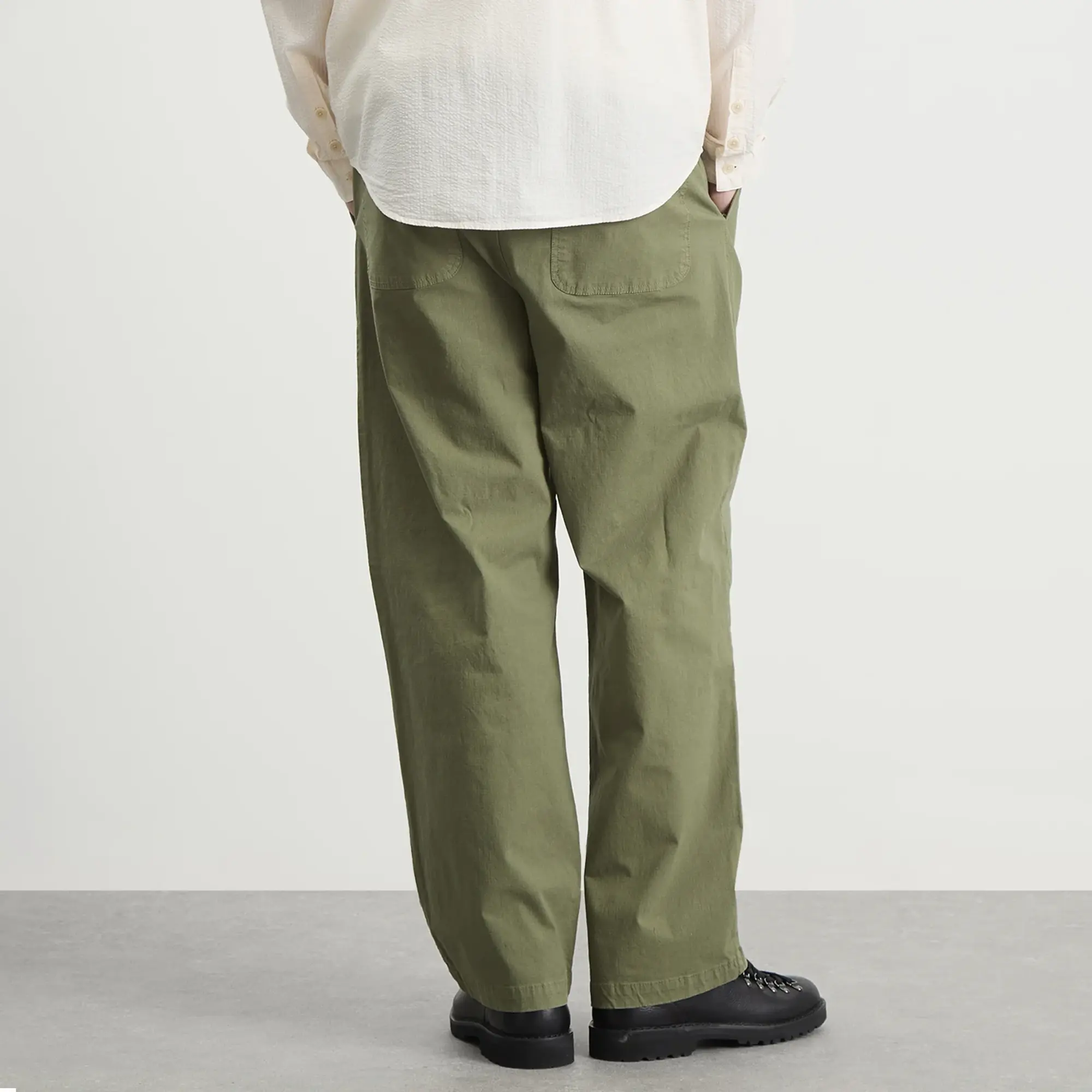 Folk Men's Drawcord Loose Trouser Light Olive Ripstop