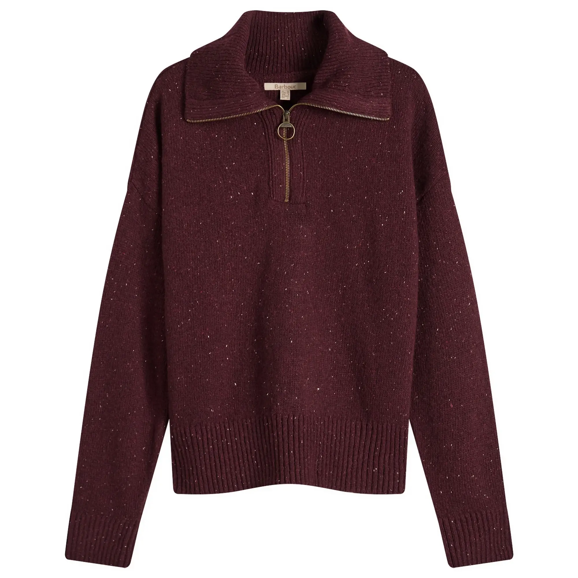 Barbour Women's Lavensdale Half Zip Knitted Jumper Black Cherry