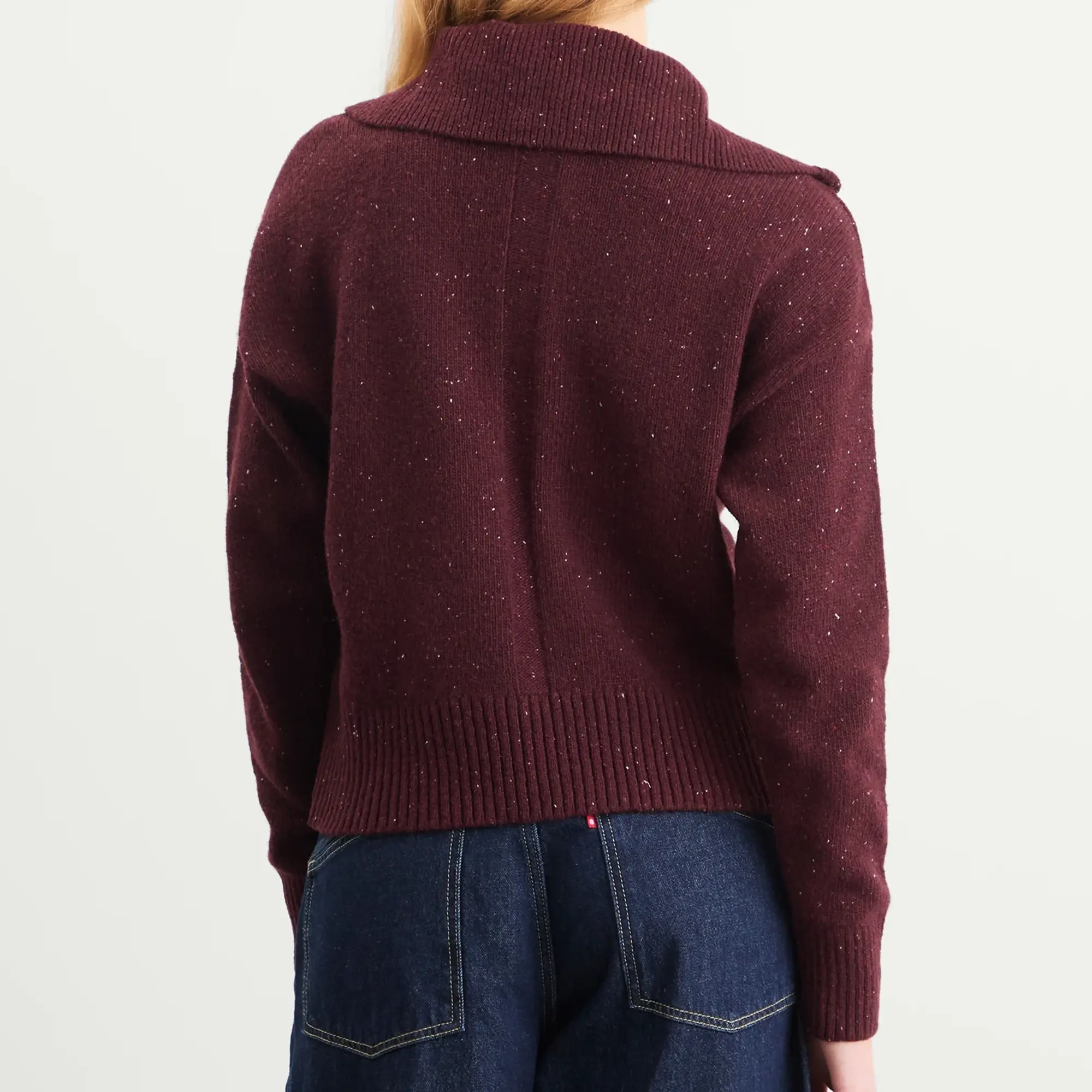 Barbour Women's Lavensdale Half Zip Knitted Jumper Black Cherry