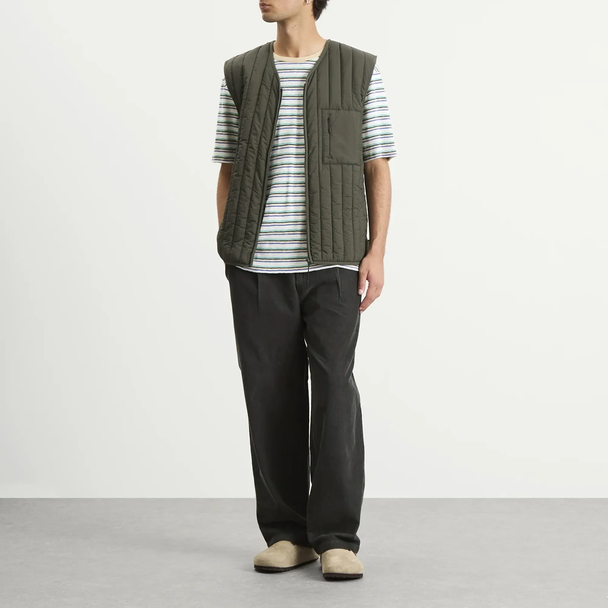 Folk Men's Wide Fit Trouser Smoke Grey Cord