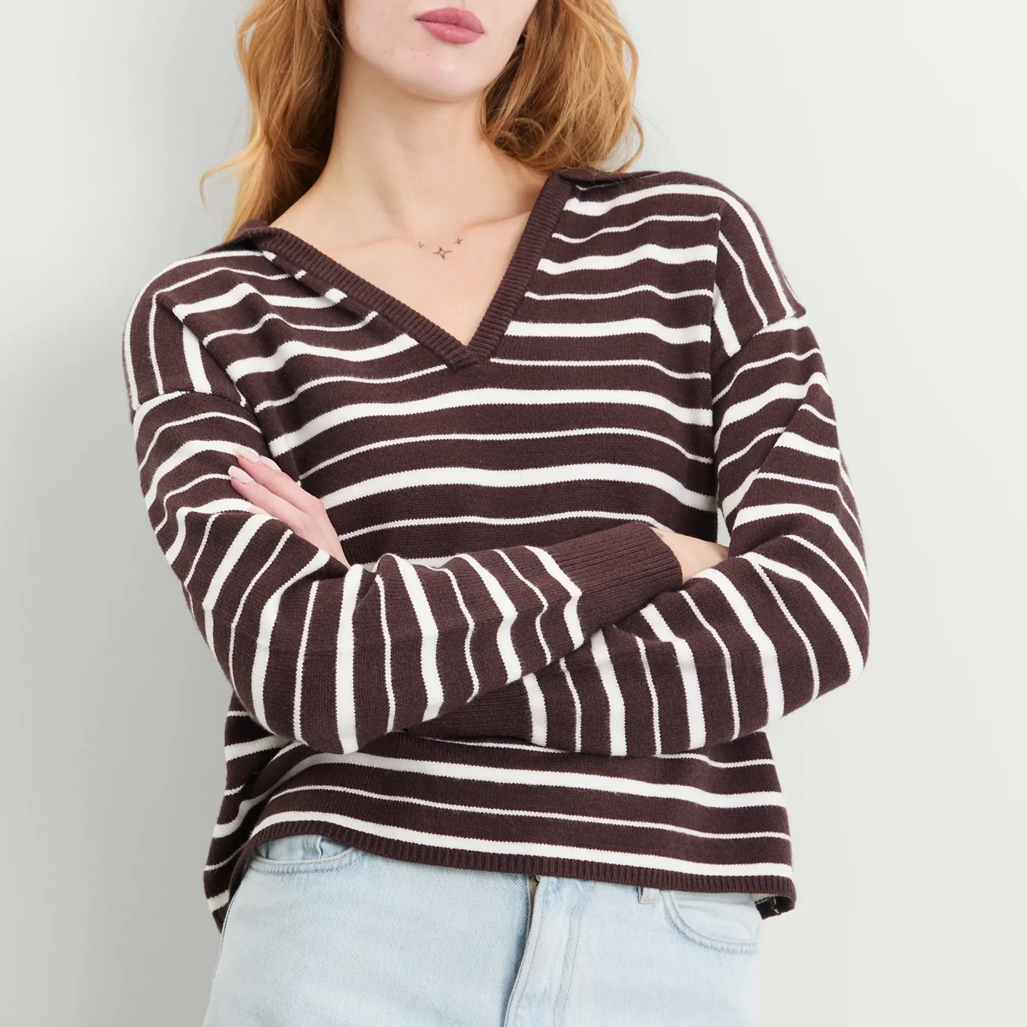4th & Reckless Women's Hayden Stripe Polo Jumper
