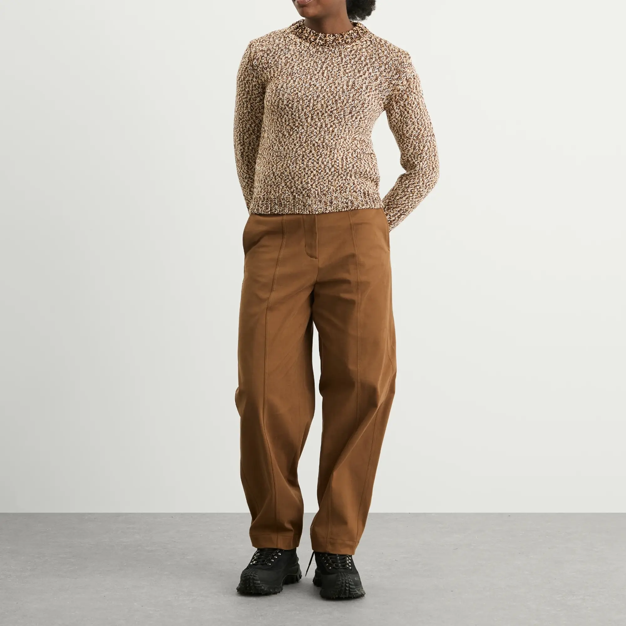 Moncler Women's High Waisted Trousers Cognac