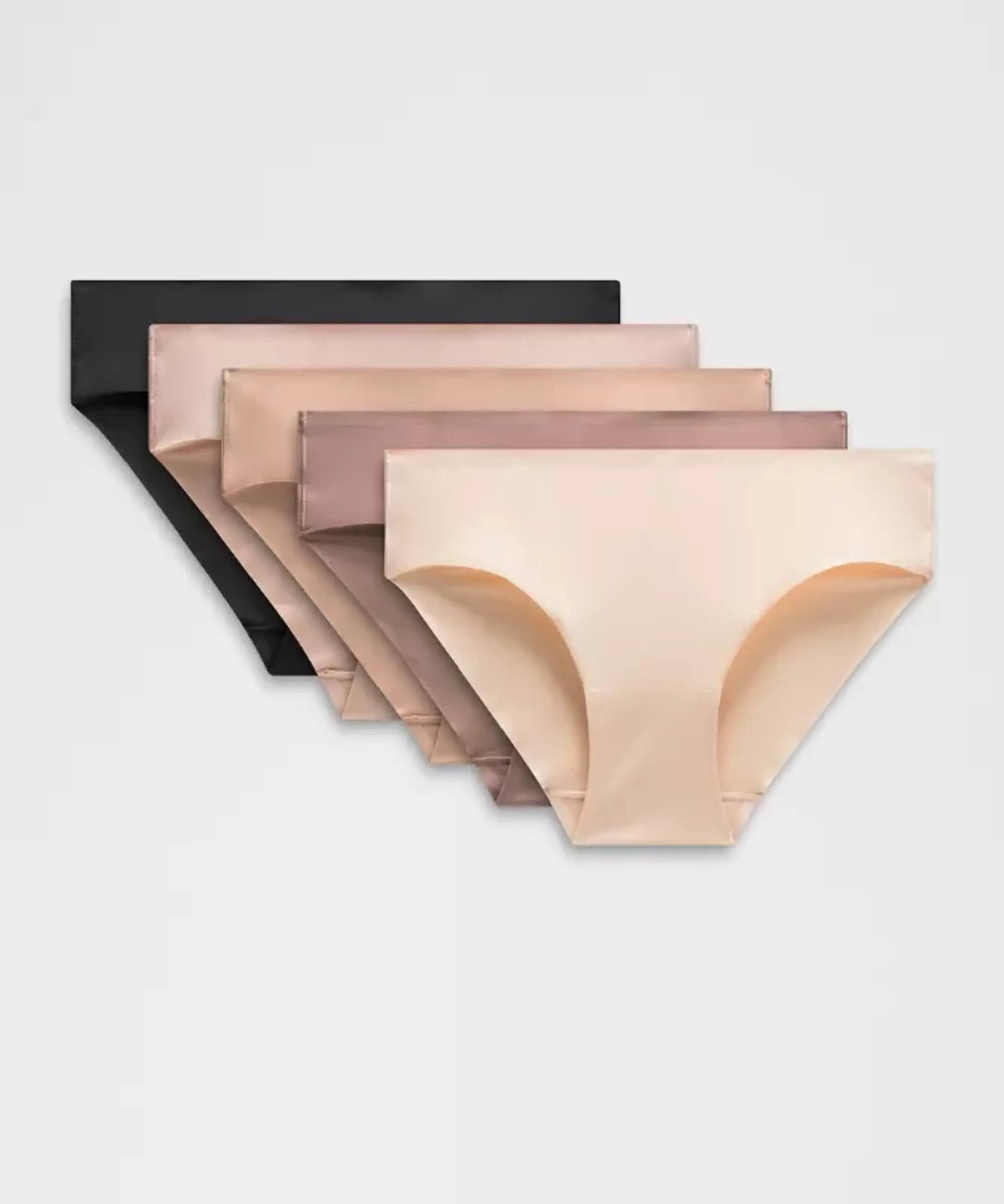 lululemon – Women's InvisiWear Mid-Rise Bikini Underwear 5 Pack – Color Black/Pink/Khaki – Size L