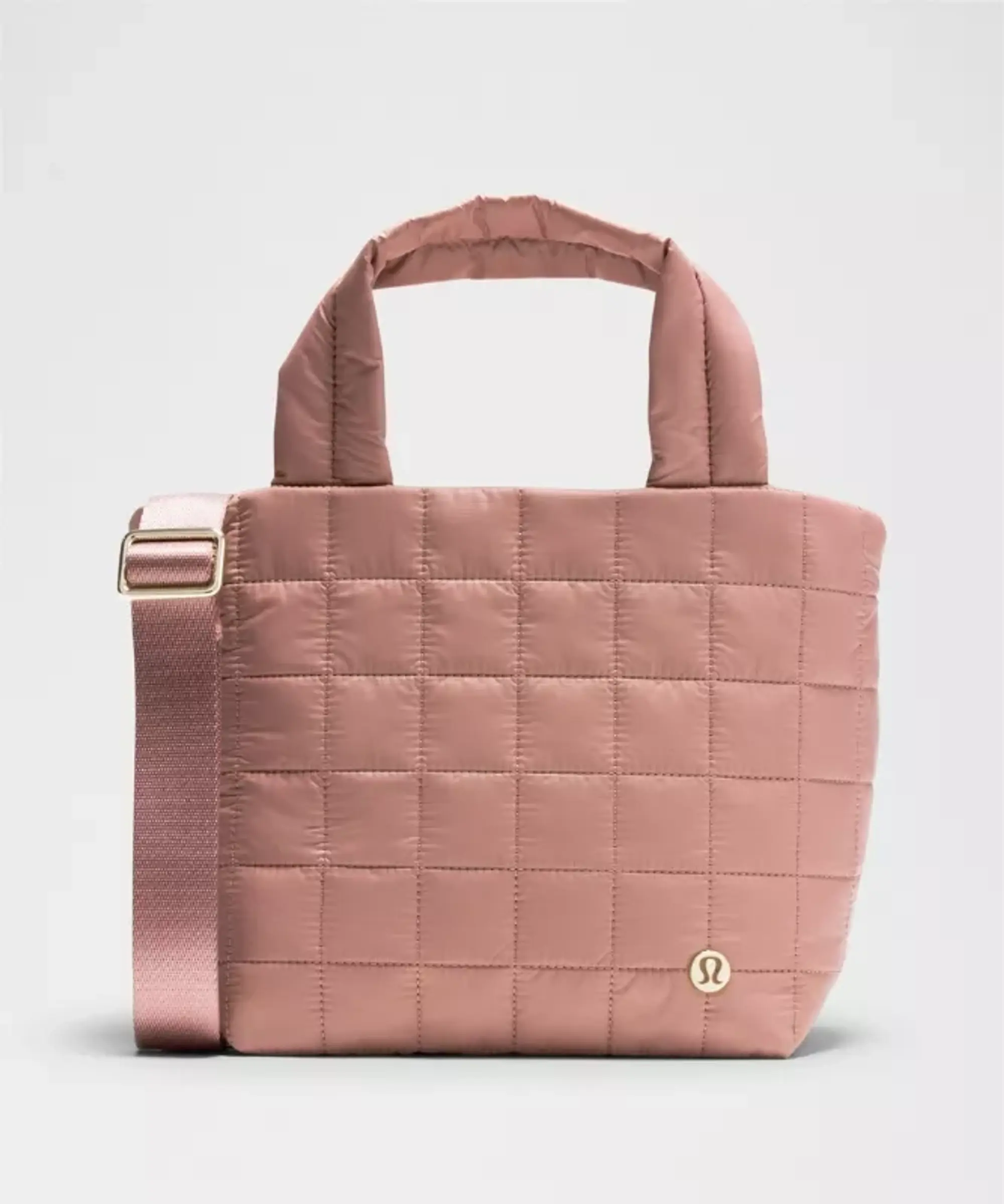 lululemon – Quilted Grid Small Tote Bag 5L – Color Gold/Pink/Pastel