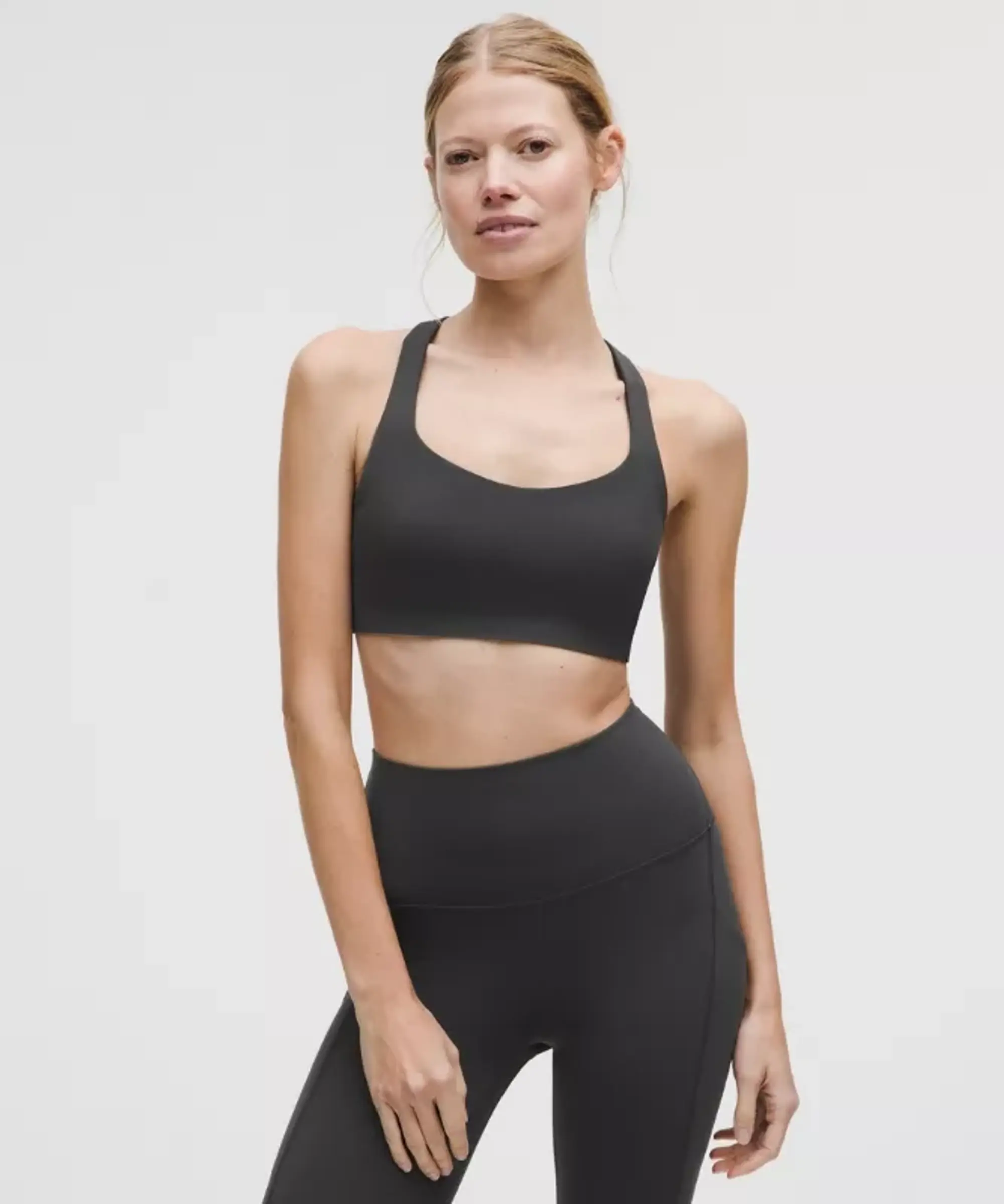 lululemon – Women's FlexyFlex Strappy Yoga Sports Bra Light Support, A-C Cups – Color Grey – Size L/XL