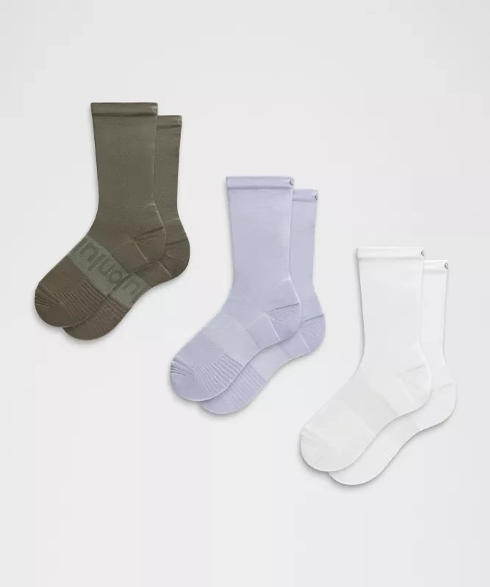 lululemon – Unisex Power Stride Crew Socks 3 Pack – Color Blue/White/Green – Size L