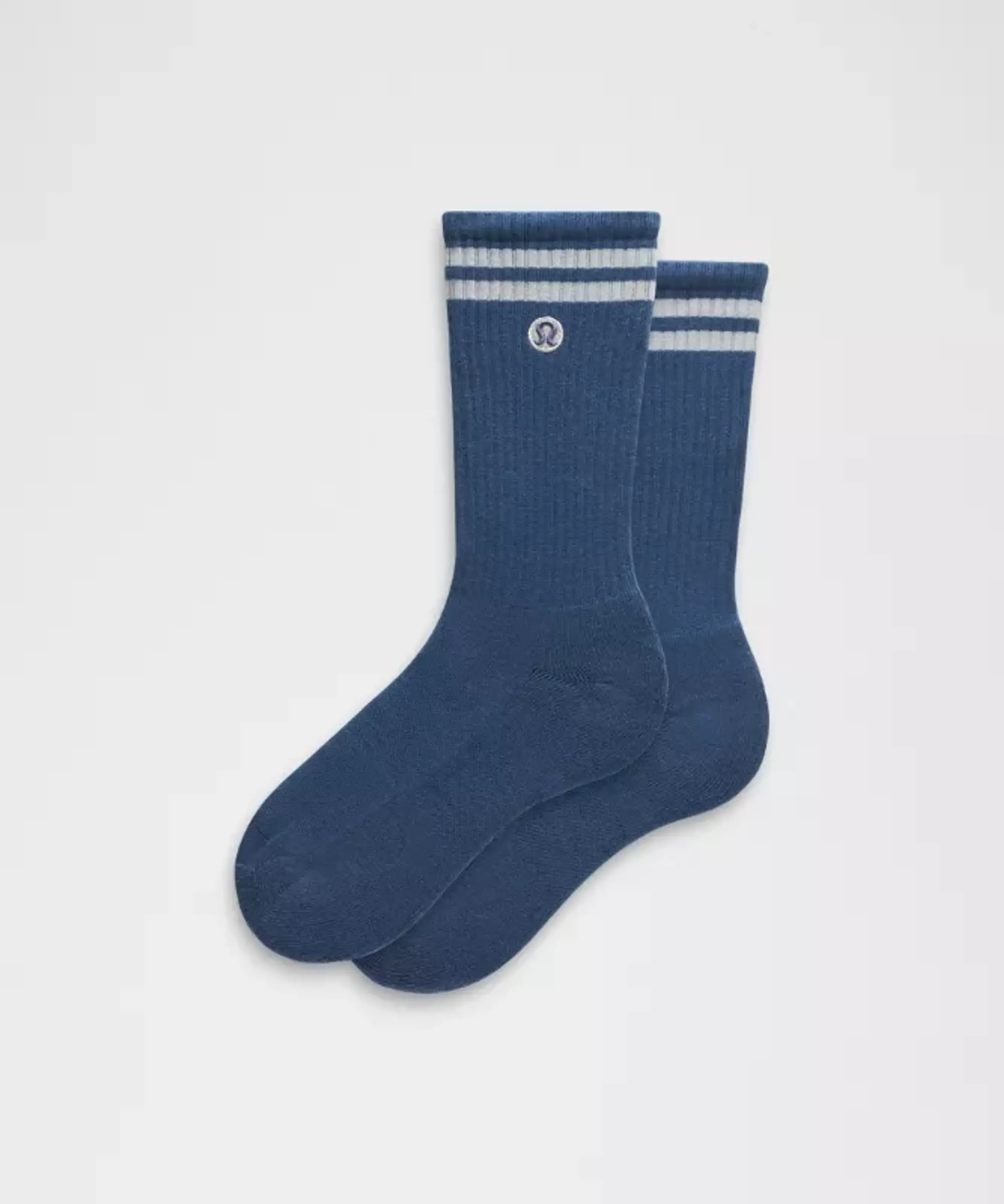 lululemon – Unisex Daily Essential Crew Socks Stripe – Color Blue – Size L