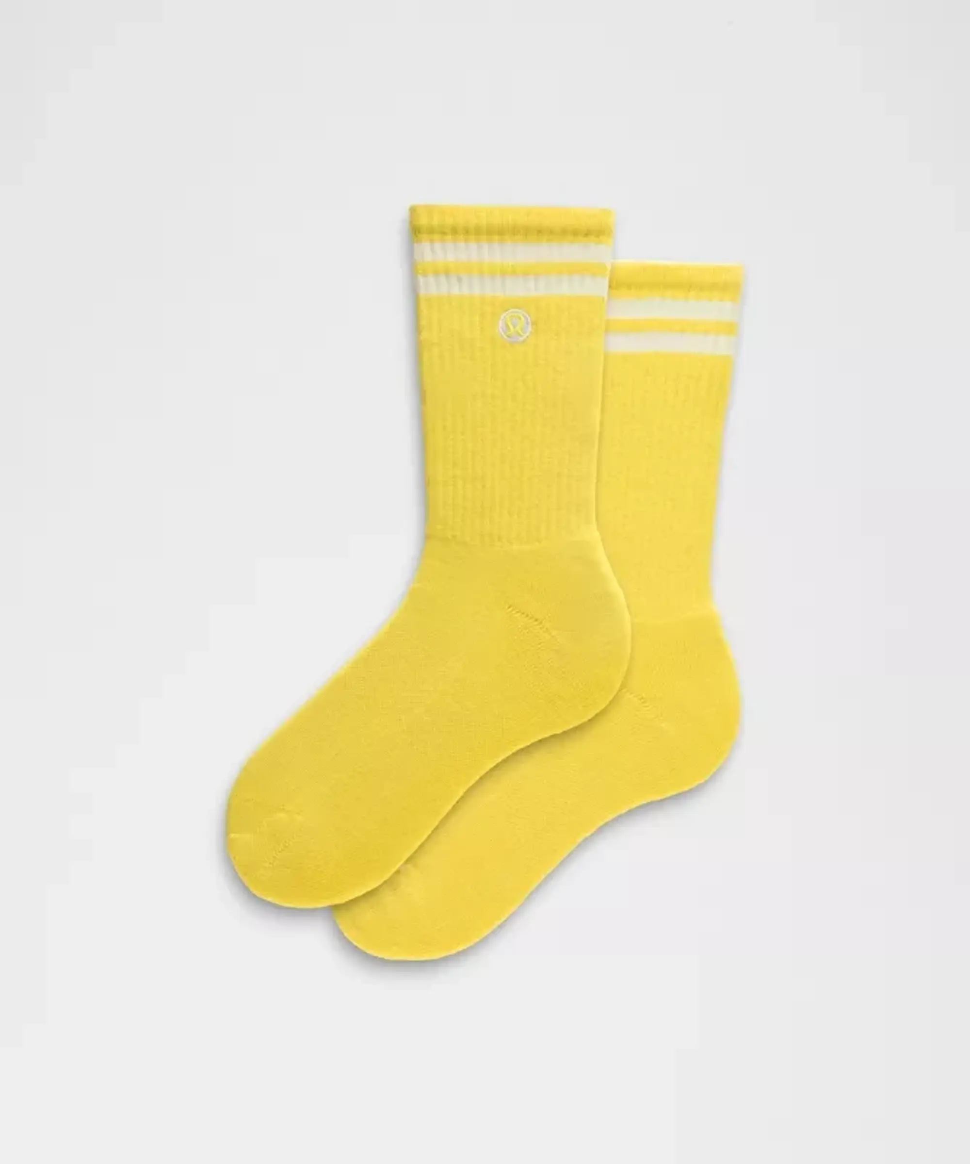 lululemon – Unisex Daily Essential Crew Socks Stripe – Color White/Yellow – Size L