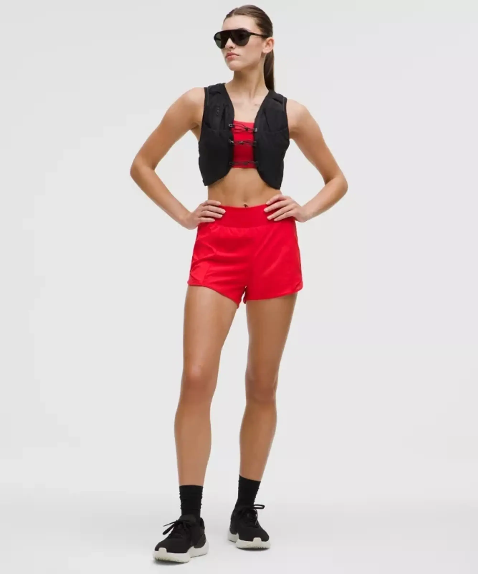 lululemon – Women's Hotty Hot High-Rise Lined Shorts – 4" – Color Red/Neon – Size 10