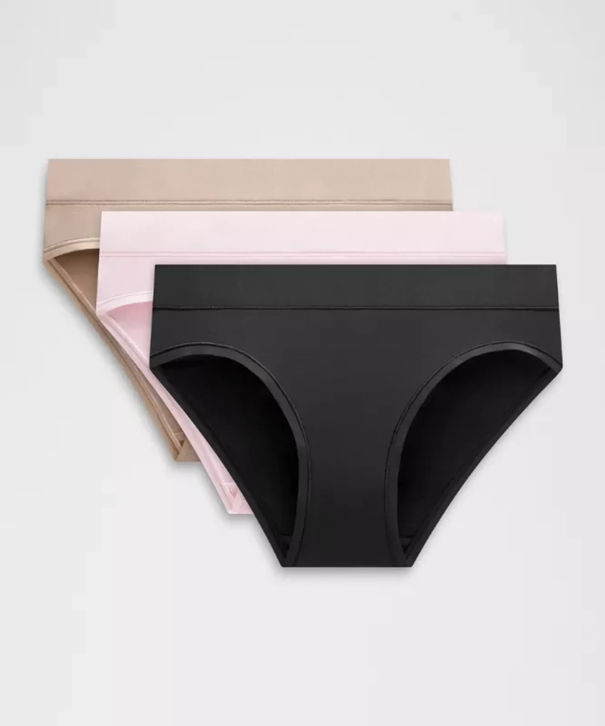 lululemon – Women's UnderEase Mid-Rise Bikini Underwear 3 Pack – Color Black/Pink/Brown – Size XL