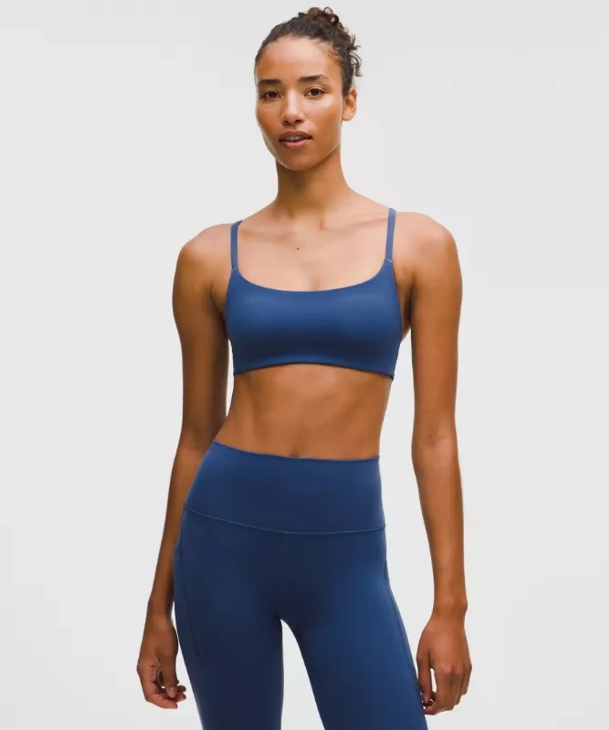 lululemon – Women's Wunder Train Strappy Racer Sports Bra Light Support, A/B Cup – Color Blue – Size 10